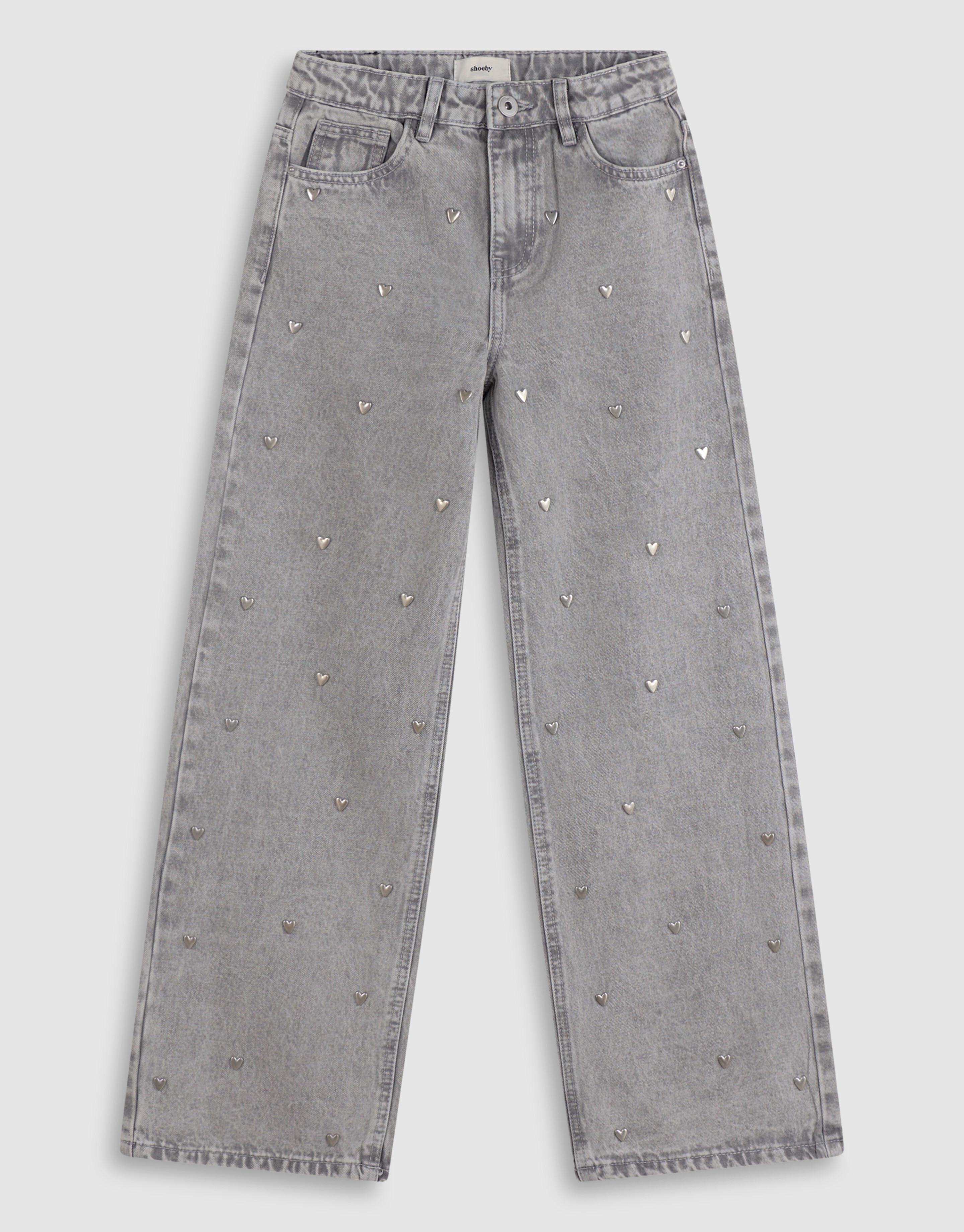 Studded Wide Leg Fit Jeans Grijs SHOEBY GIRLS