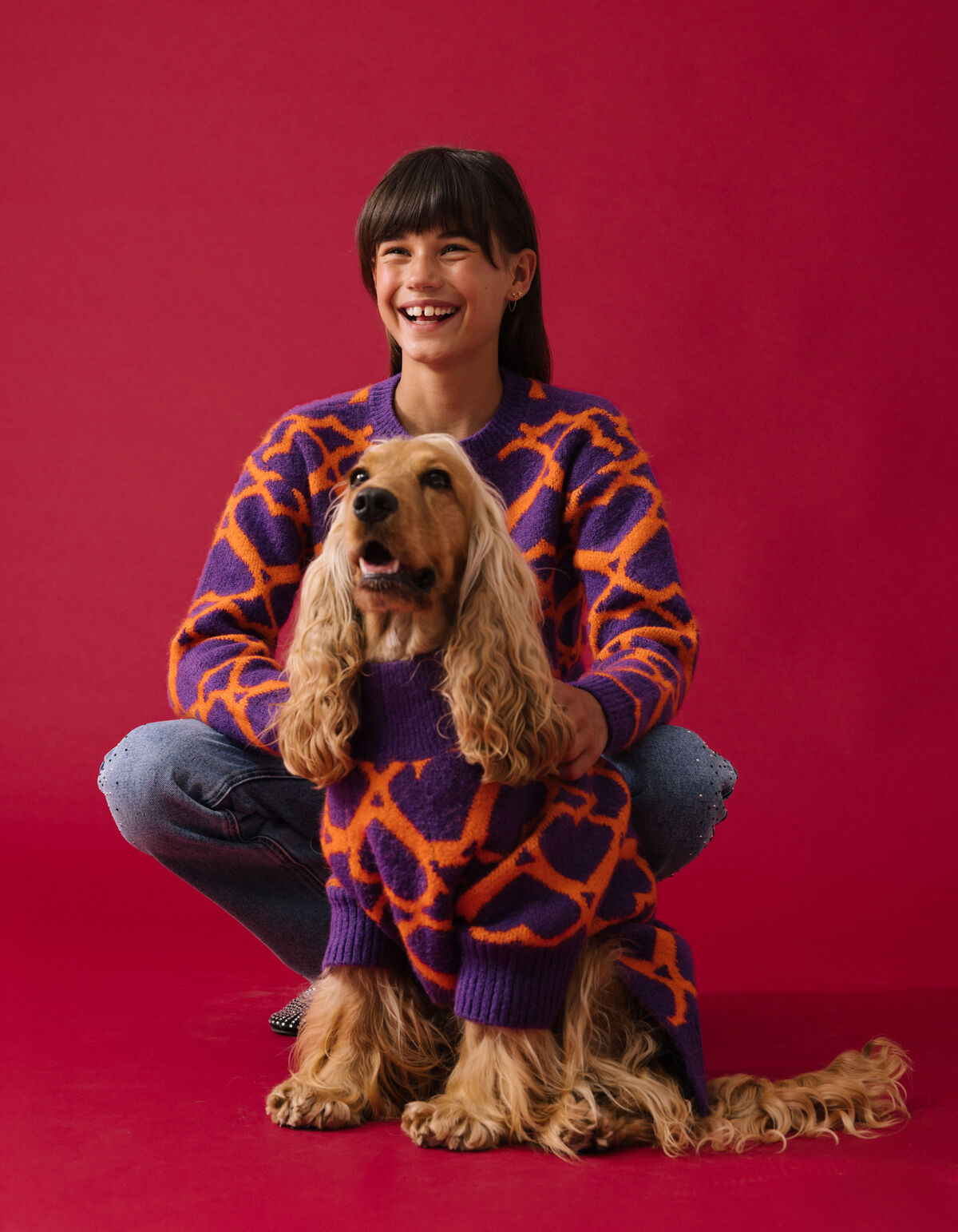 Heart Printed Meisjes Trui Paars By Furmey SHOEBY GIRLS