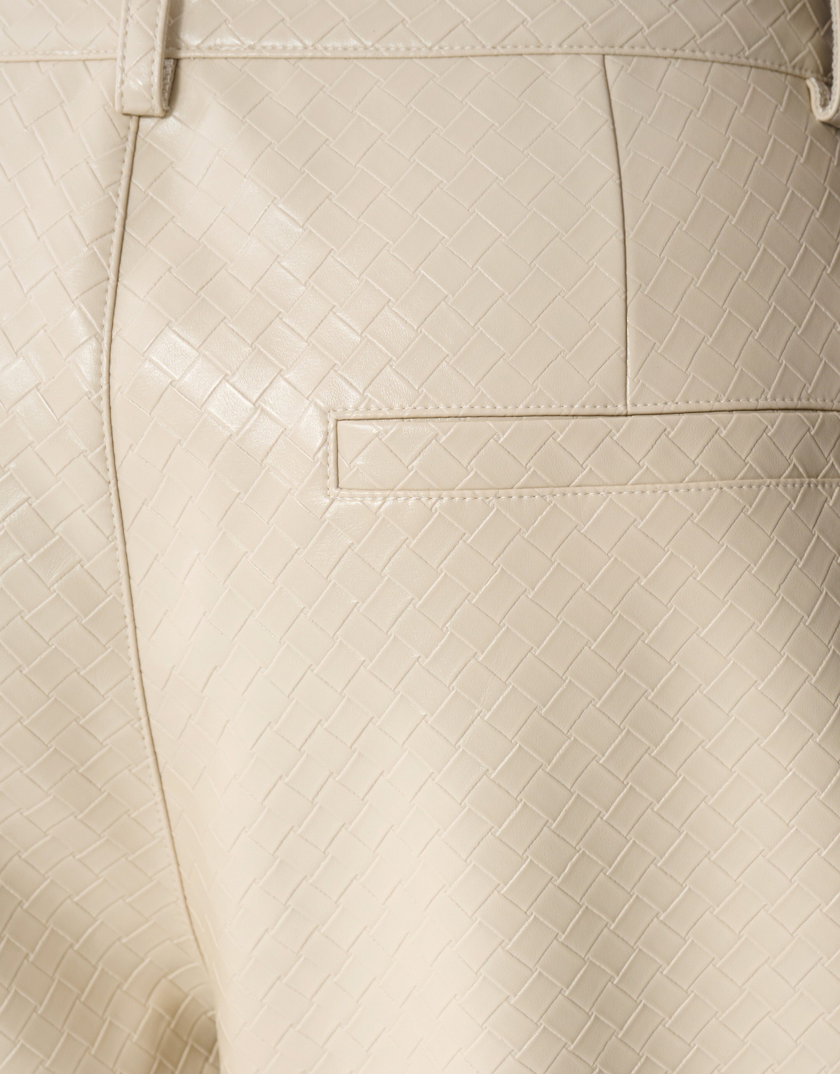 Leren Braided Barrel Fit Broek Gebroken Wit SHOEBY WOMEN