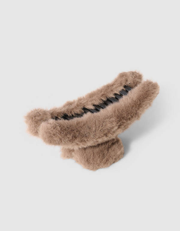 Faux Fur Big Haarclip Bruin SHOEBY ACCESSOIRES