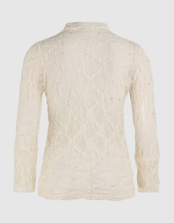 Mesh Parel Top Gebroken Wit SHOEBY WOMEN