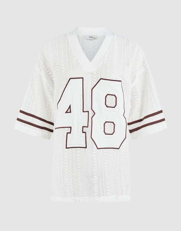 Oversized Baseball T-shirt Gebroken Wit By Fred SHOEBY WOMEN