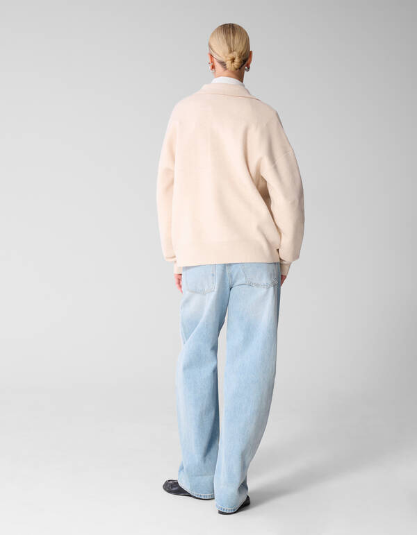 Oversized Polo Gebreide Trui Ecru SHOEBY WOMEN