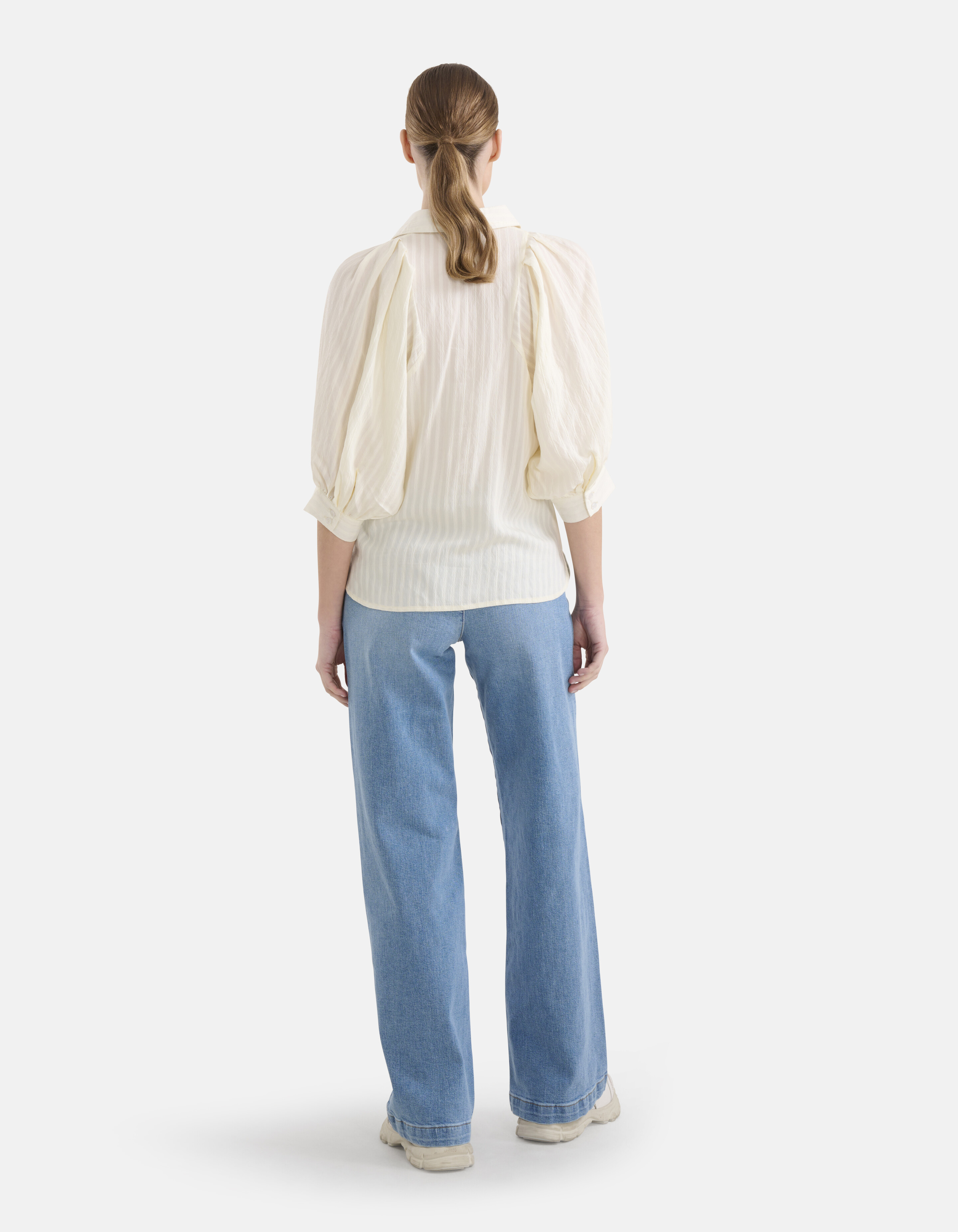 Zipper Stripe Blouse Gebroken Wit SHOEBY WOMEN