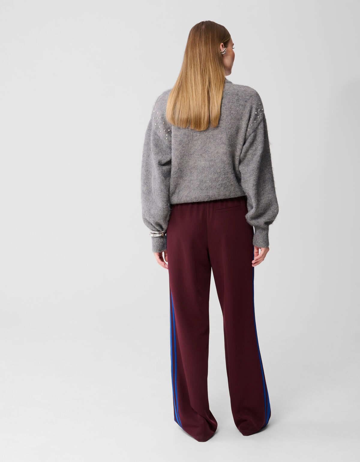 Sporty Wide Leg Broek Donkerrood SHOEBY WOMEN