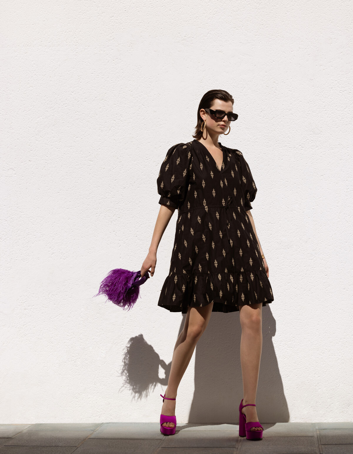 Poplin Embroidery Jurk Zwart SHOEBY WOMEN