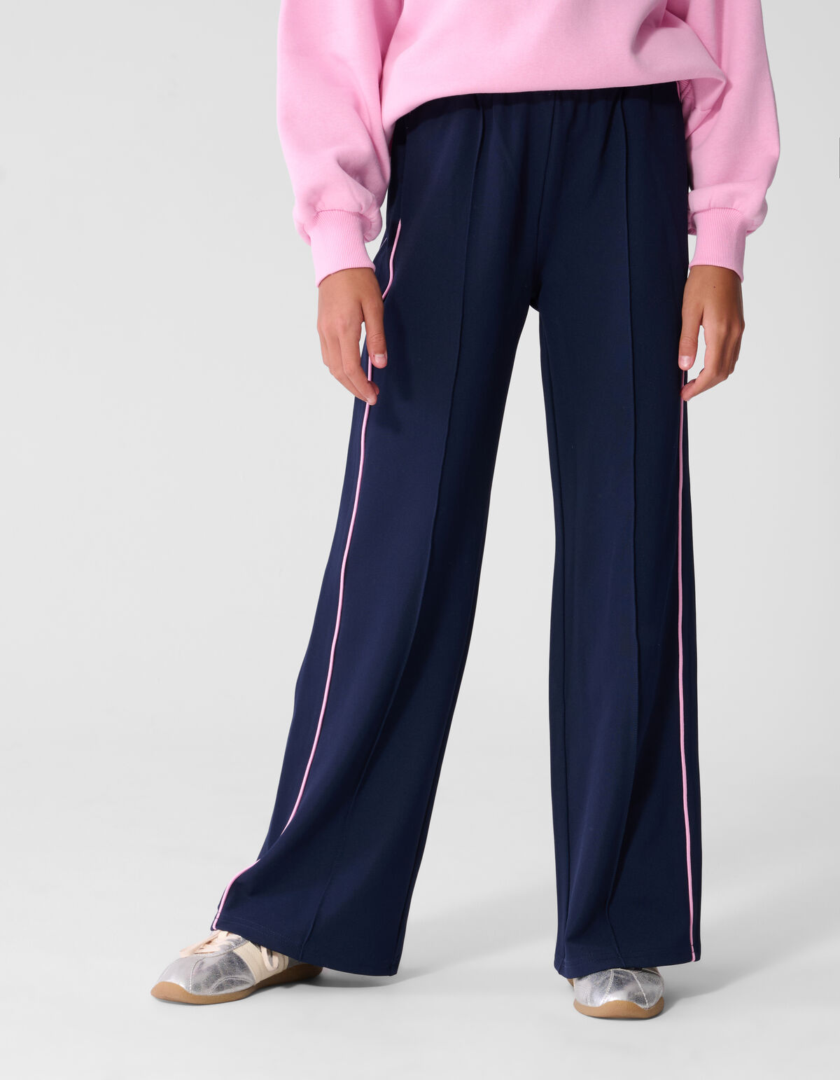 Sporty Piping Wide Leg Fit Broek Donkerblauw SHOEBY GIRLS