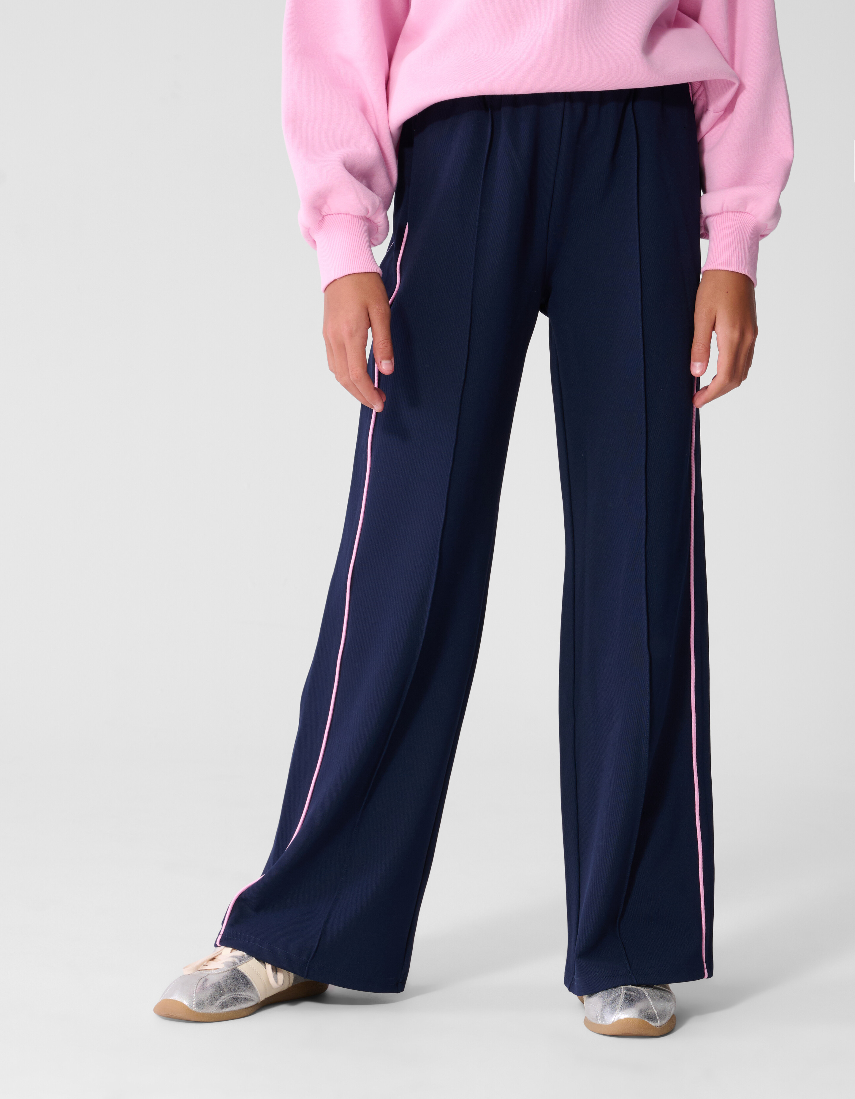 Sporty Piping Wide Leg Fit Broek Donkerblauw SHOEBY GIRLS