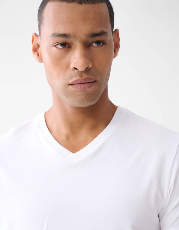 Basis V-hals T-shirt Wit SHOEBY MEN