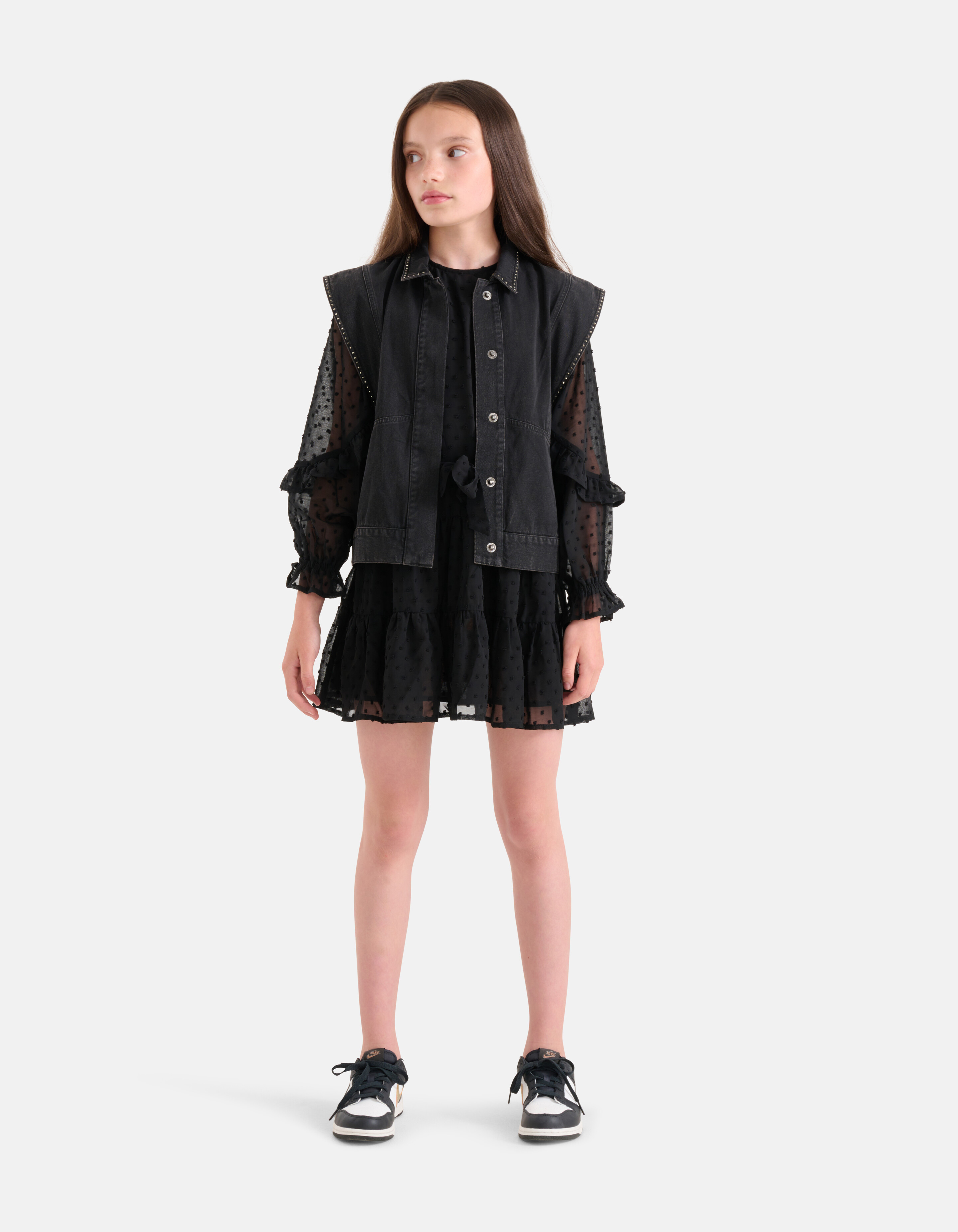 Studs Embroidery Gilet Donkergrijs SHOEBY GIRLS