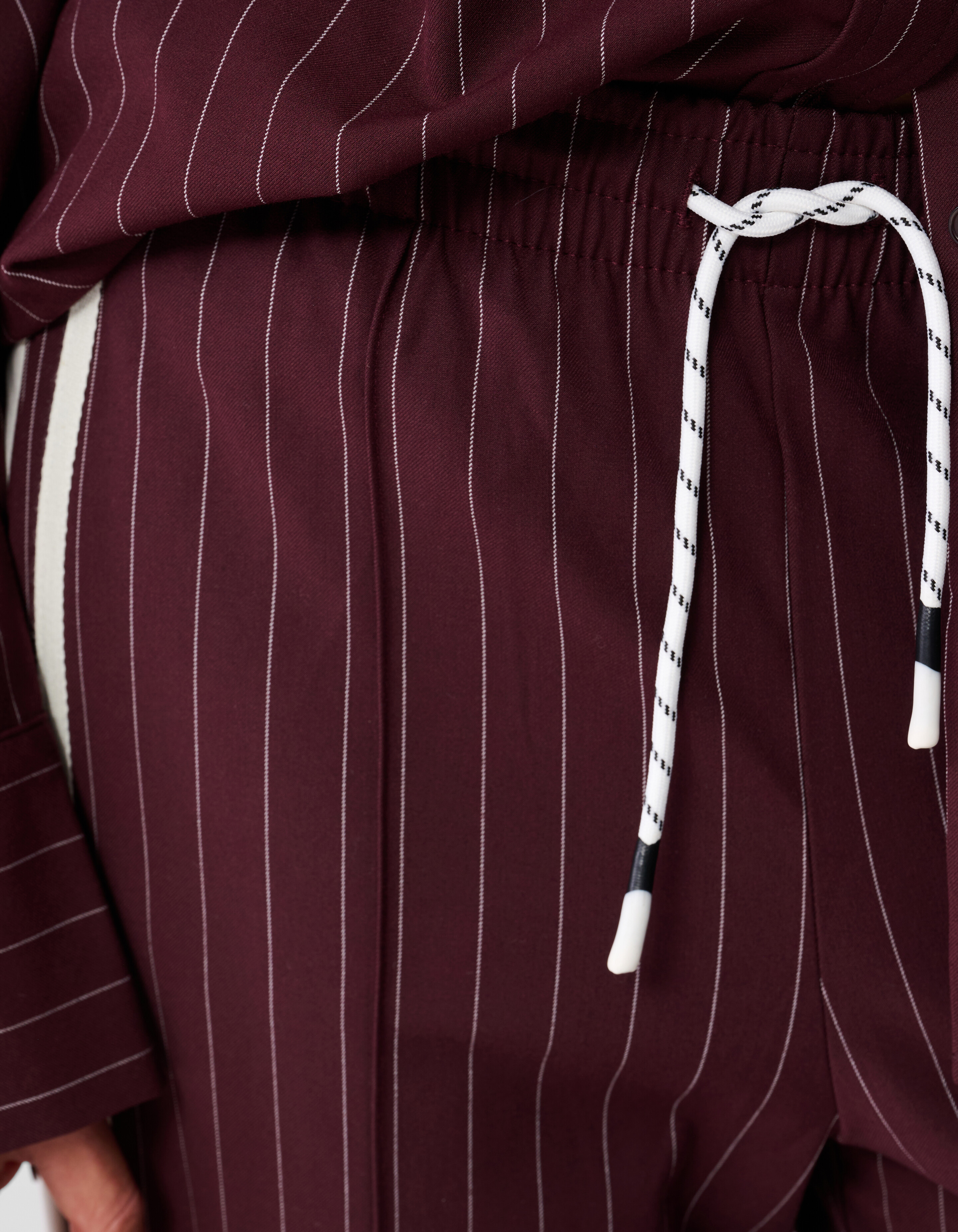 Pinstripe Wide Leg Broek Donkerrood SHOEBY WOMEN