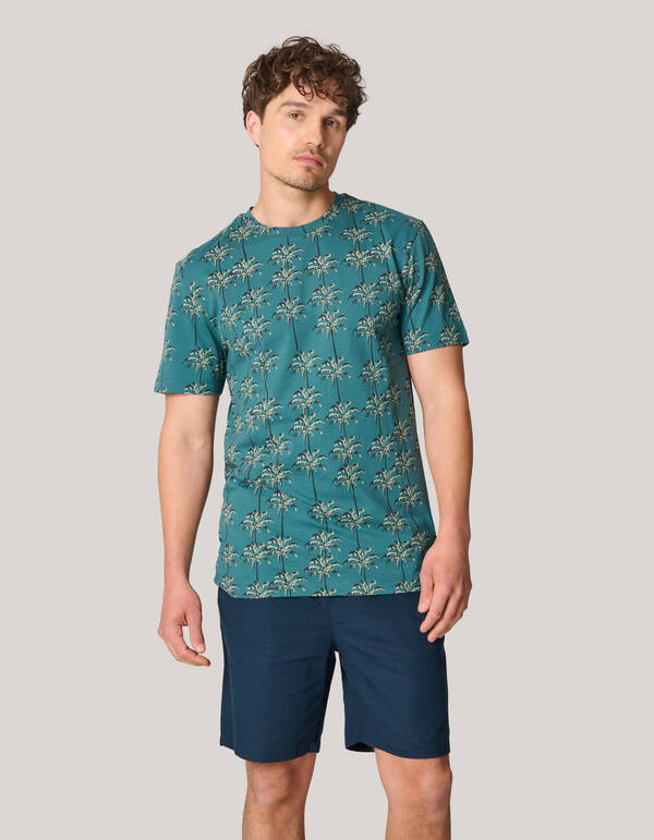 Printed T-shirt Turquoise SHOEBY MEN