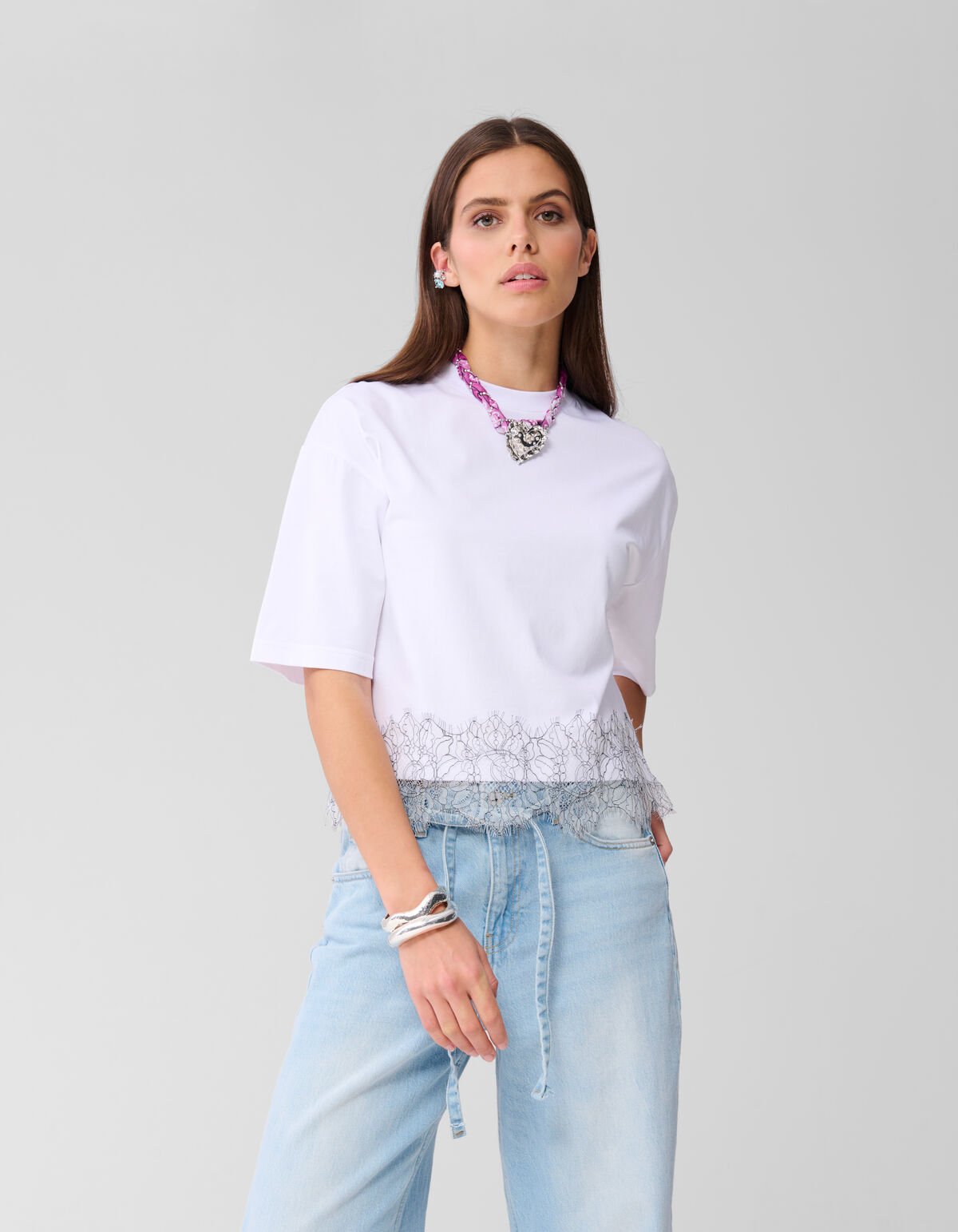 Kanten T-shirt Wit SHOEBY WOMEN