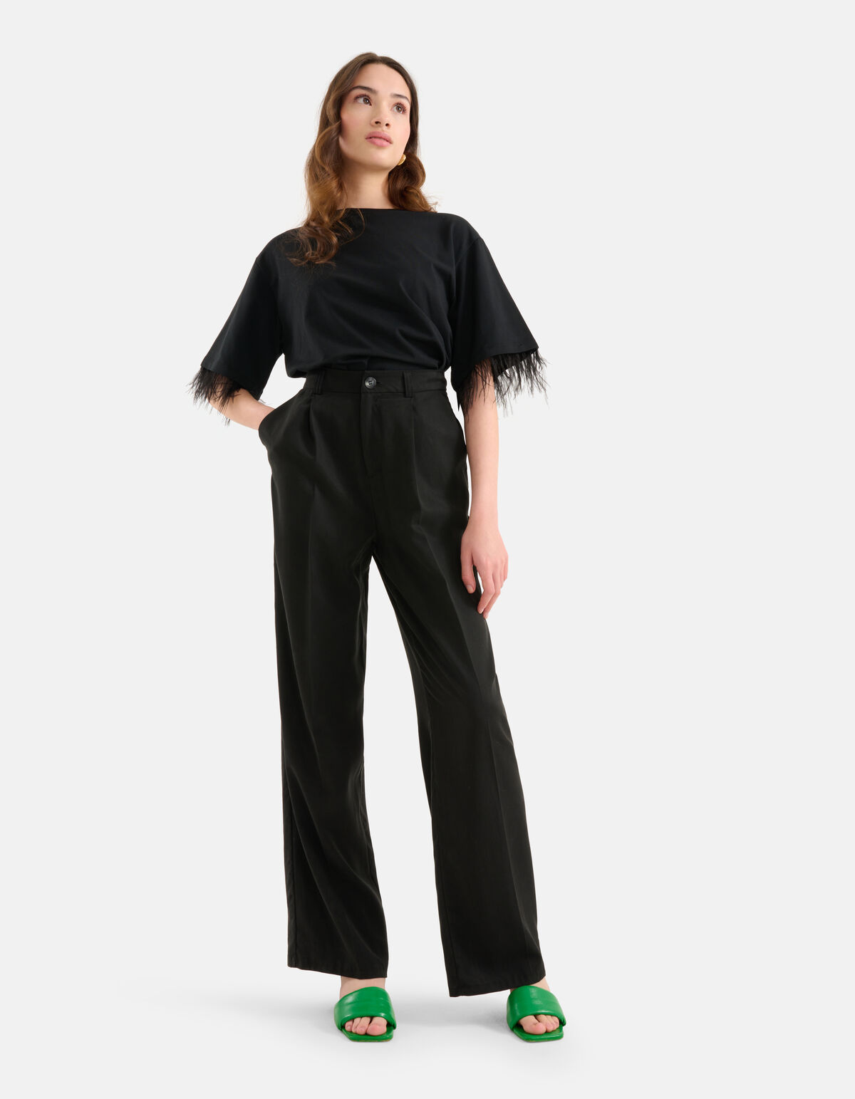 Wide Leg Broek Zwart SHOEBY WOMEN