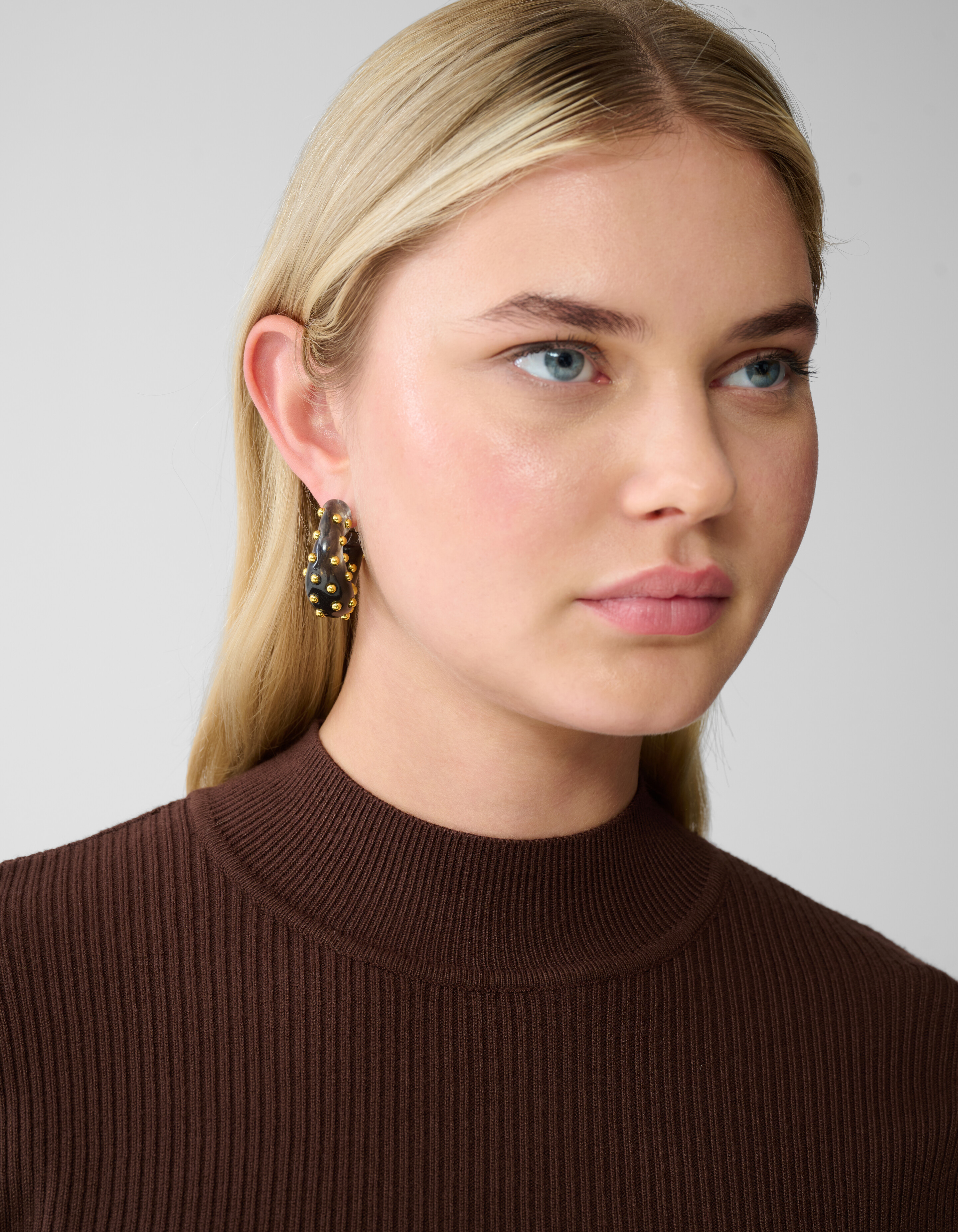 Studded Hoops Oorbellen Zwart SHOEBY ACCESSOIRES