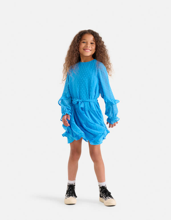 Chiffon Dot Jurk Blauw SHOEBY GIRLS