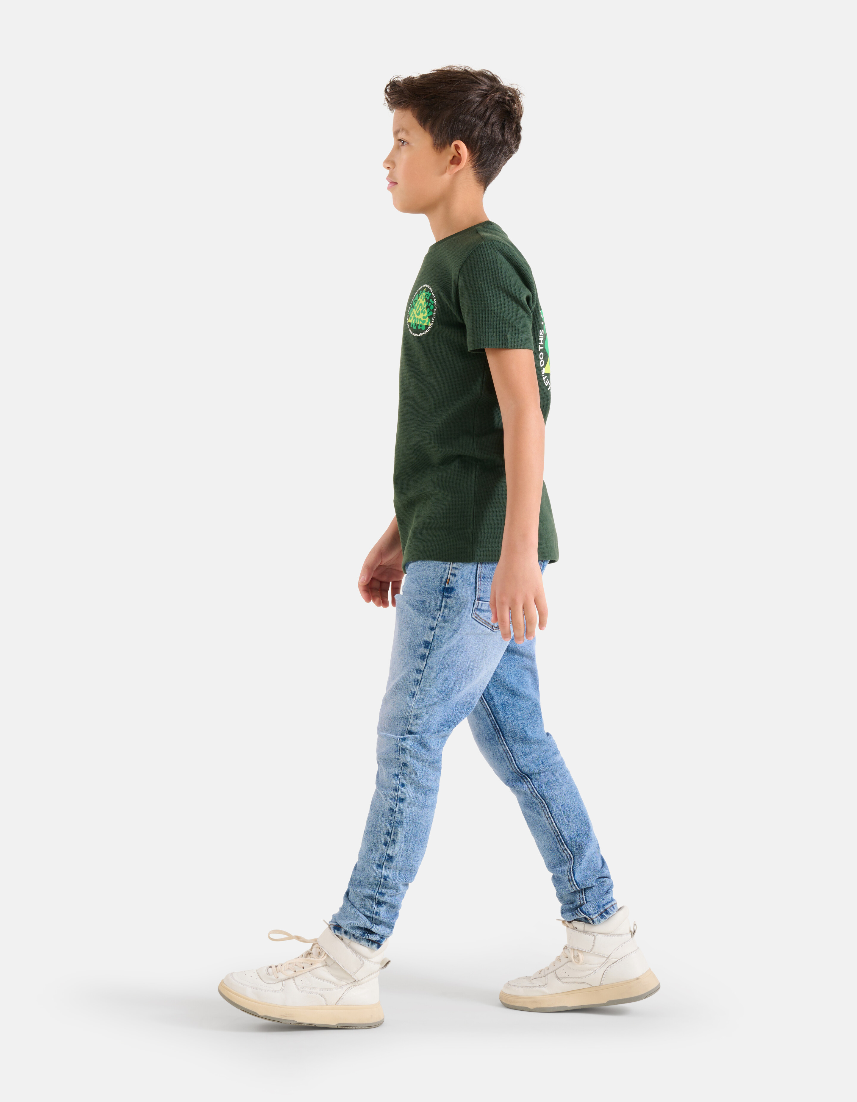 Structuur T-shirt Donkergroen SHOEBY BOYS