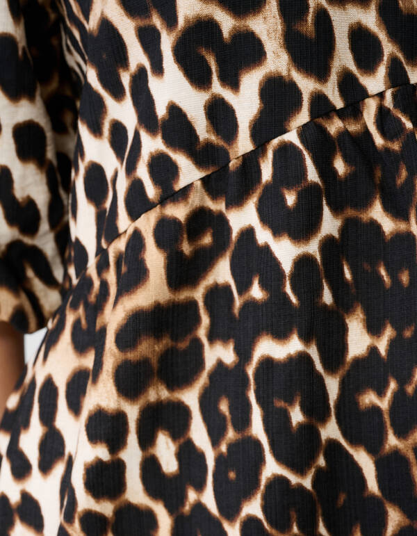 Ruffle Leopard Maxi Jurk Bruin SHOEBY WOMEN