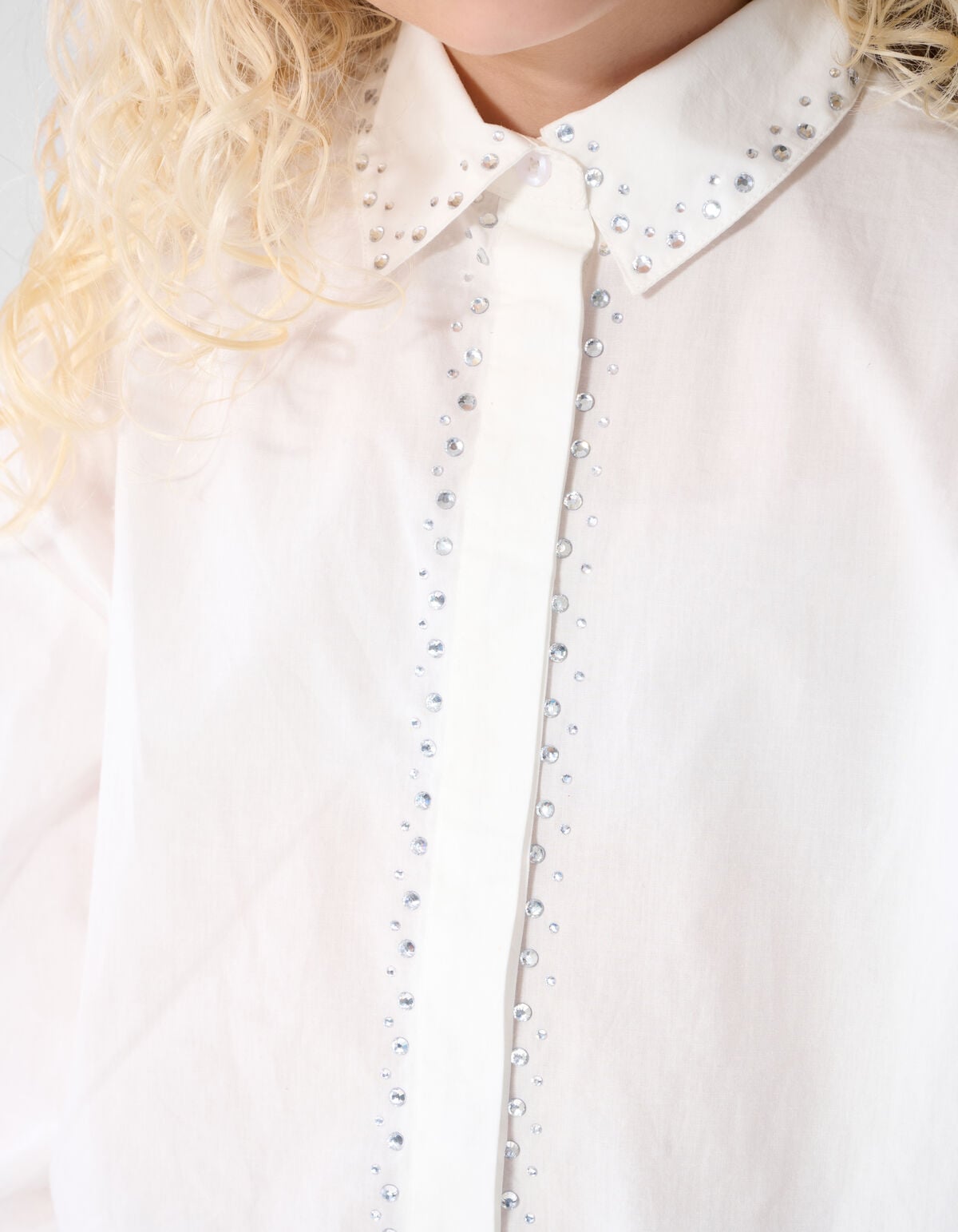 Strass Collar Blouse Wit SHOEBY GIRLS