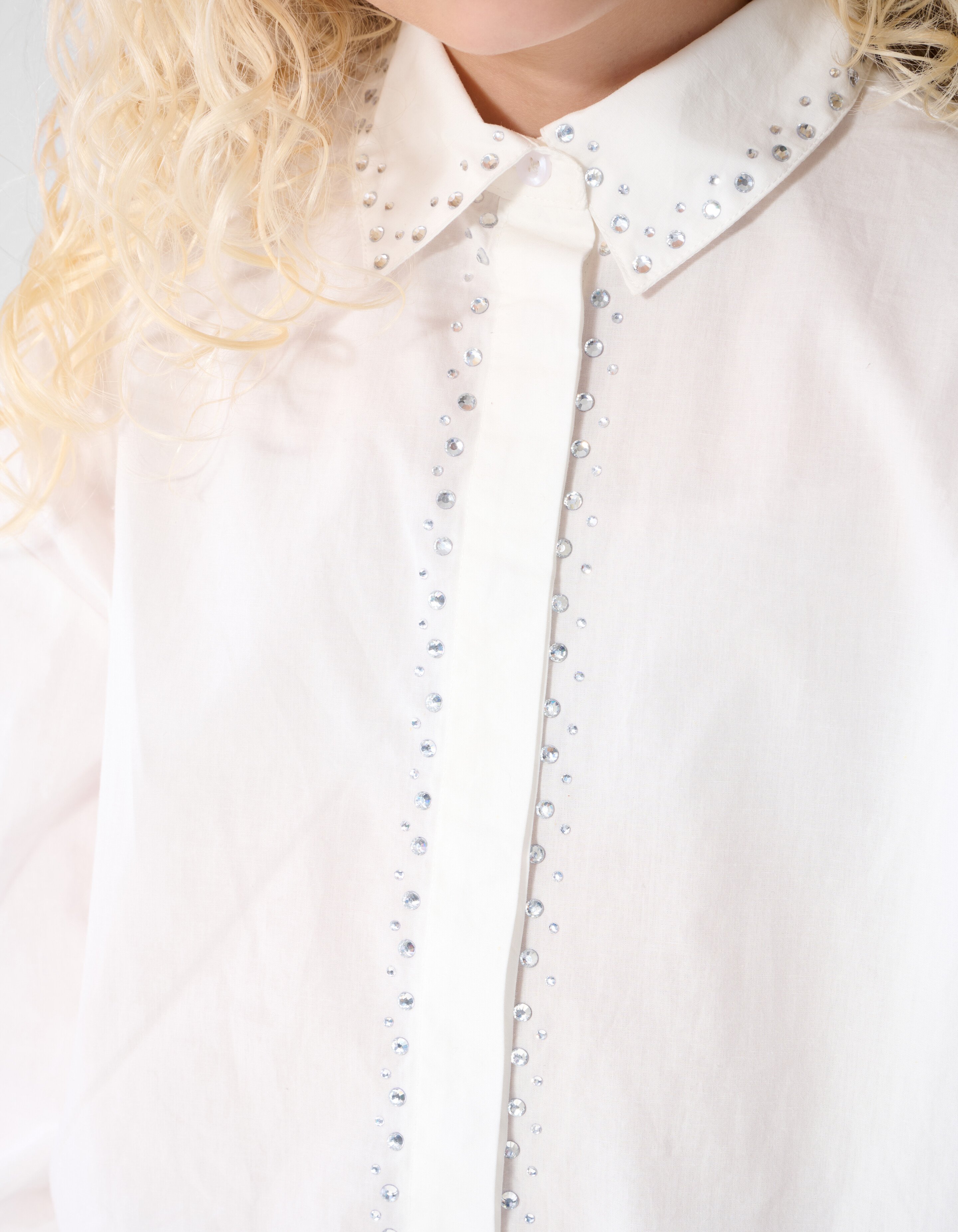 Strass Collar Blouse Wit SHOEBY GIRLS