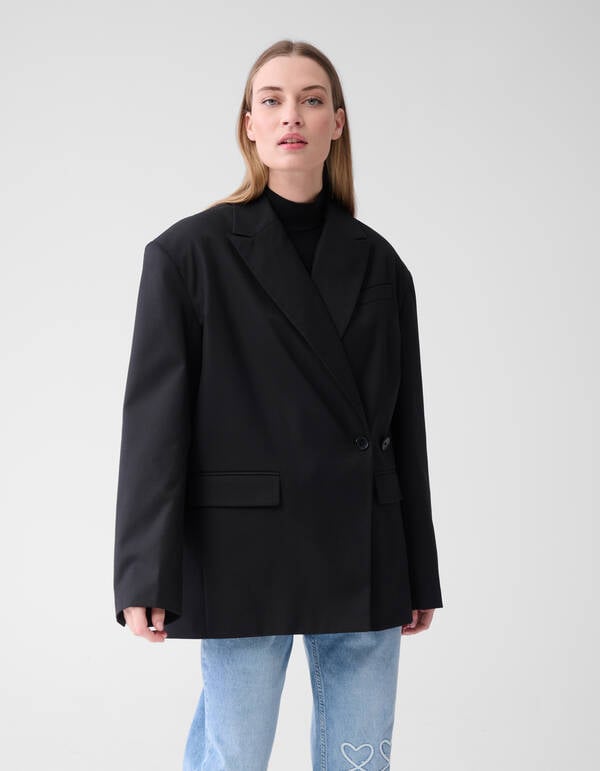 Open Back Oversized Blazer Zwart SHOEBY WOMEN