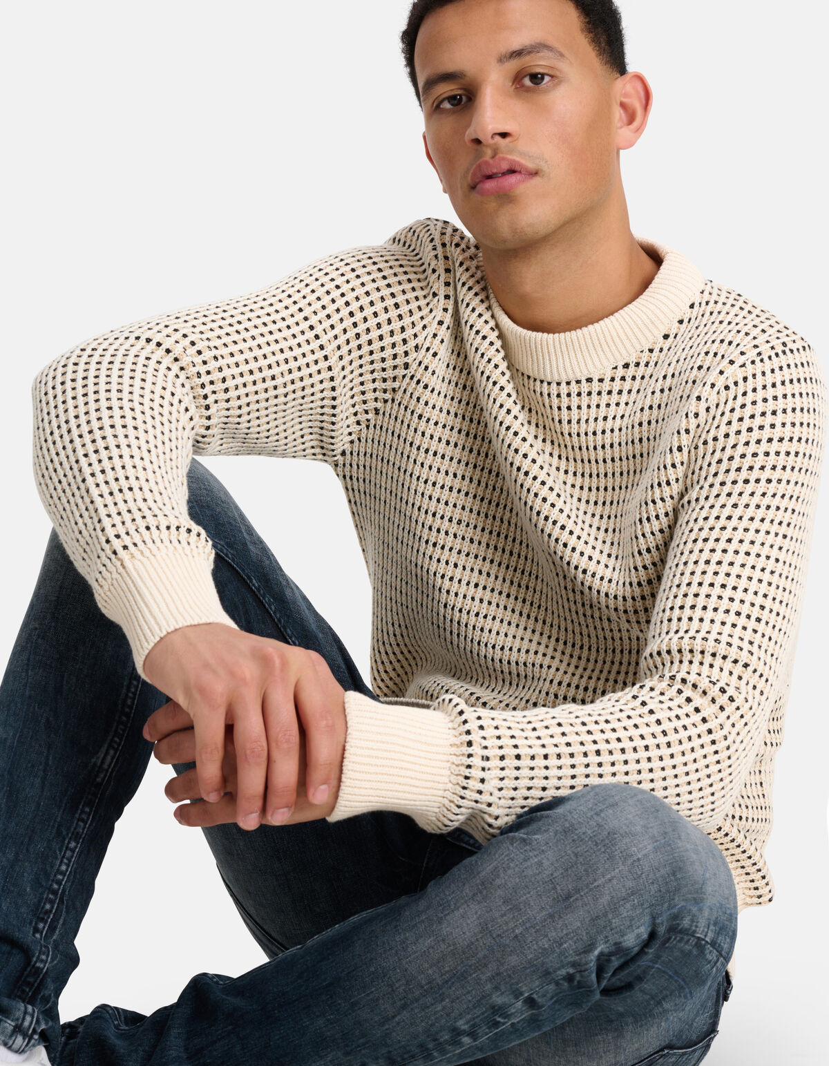 Gedetailleerde Gebreide Trui Beige SHOEBY MEN