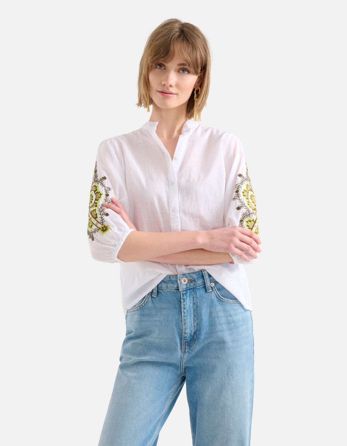 Embroidery Blouse Wit SHOEBY WOMEN