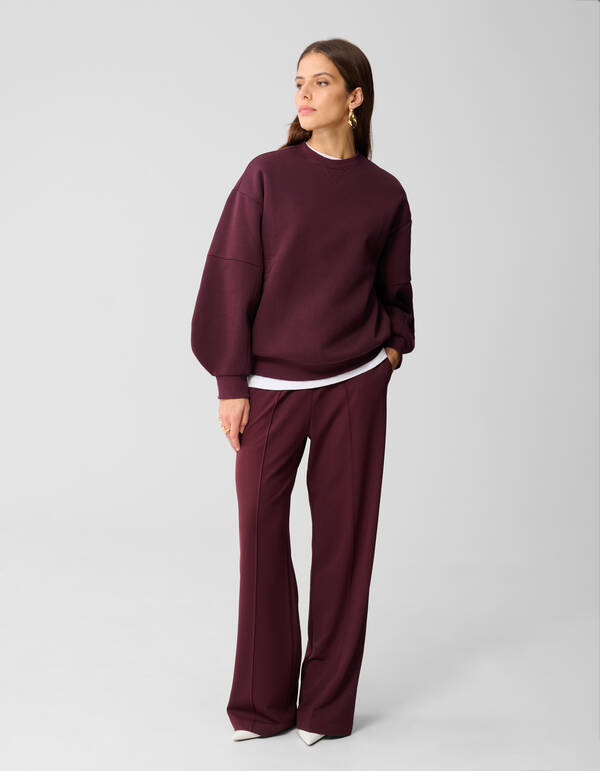 Basis Wide Leg Broek Donkerrood SHOEBY WOMEN