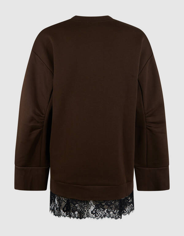 Kanten Oversized Sweater Donkerbruin SHOEBY WOMEN