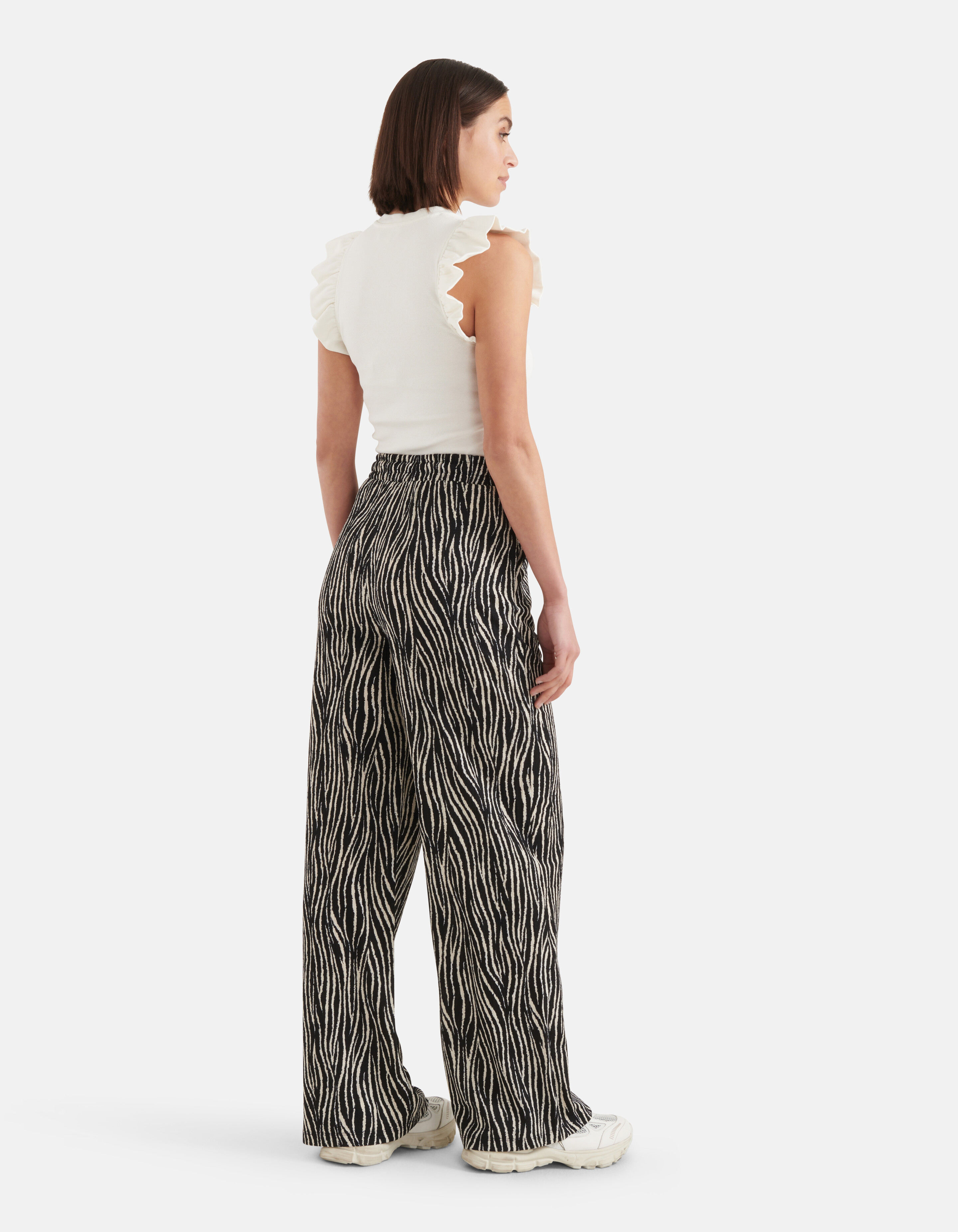 Crinkle Wide Leg Broek Zwart SHOEBY WOMEN