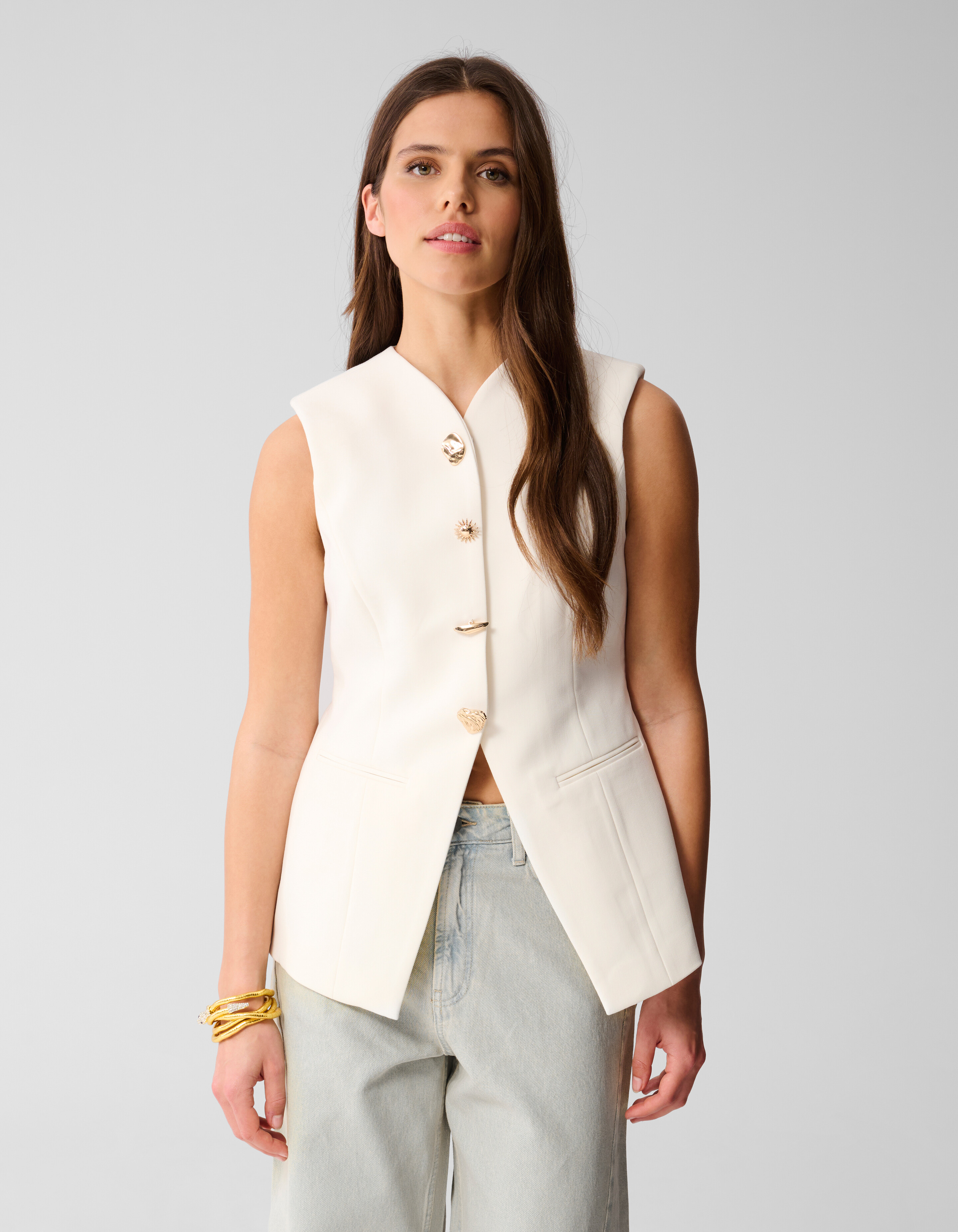 Zandloper Gilet Gebroken Wit SHOEBY WOMEN