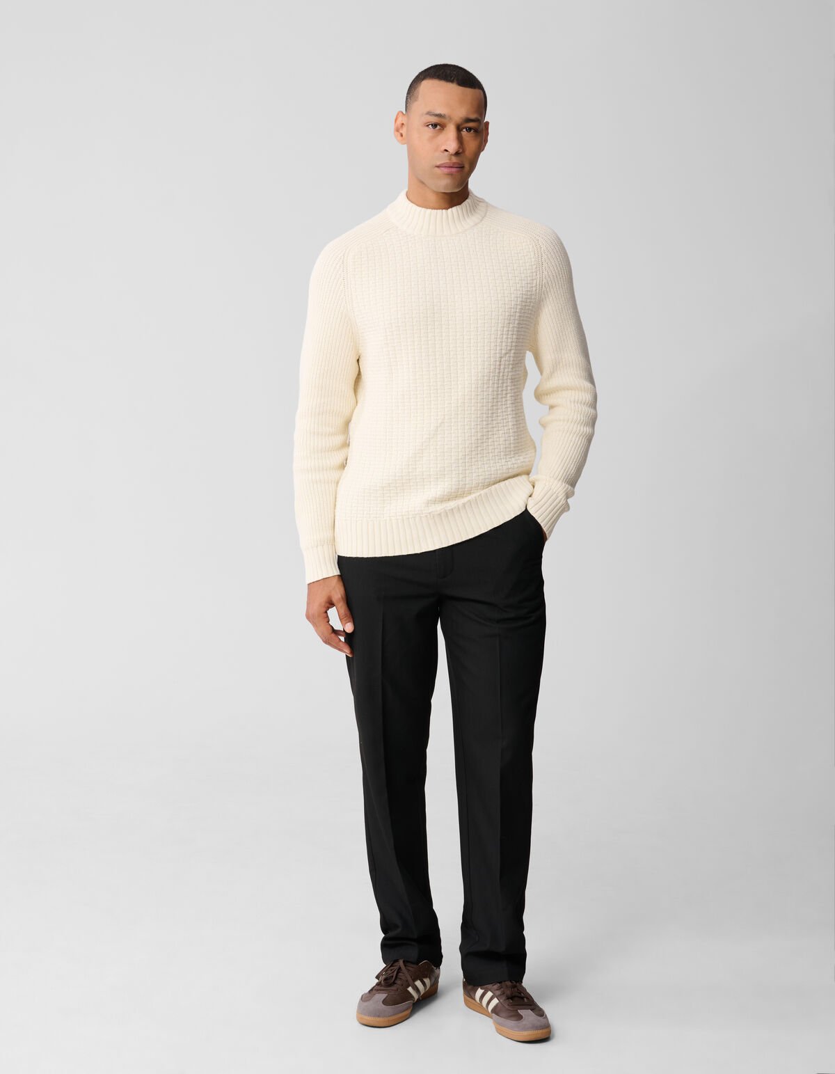 Structuur Knit Sweater Gebroken Wit SHOEBY MEN