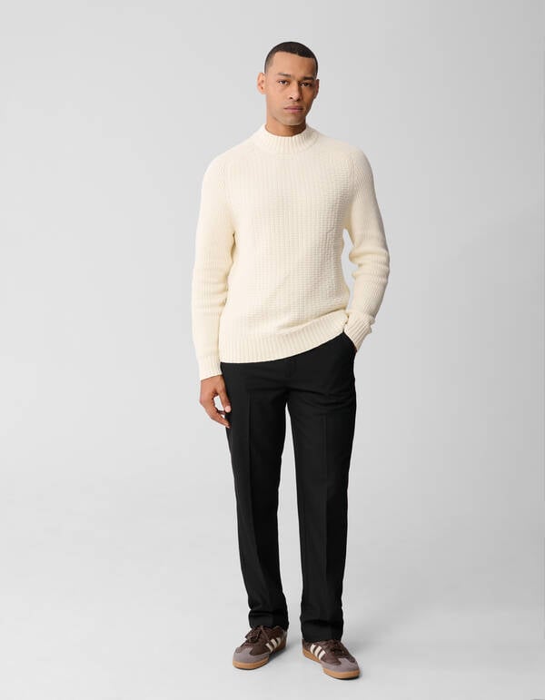 Structuur Knit Sweater Gebroken Wit SHOEBY MEN