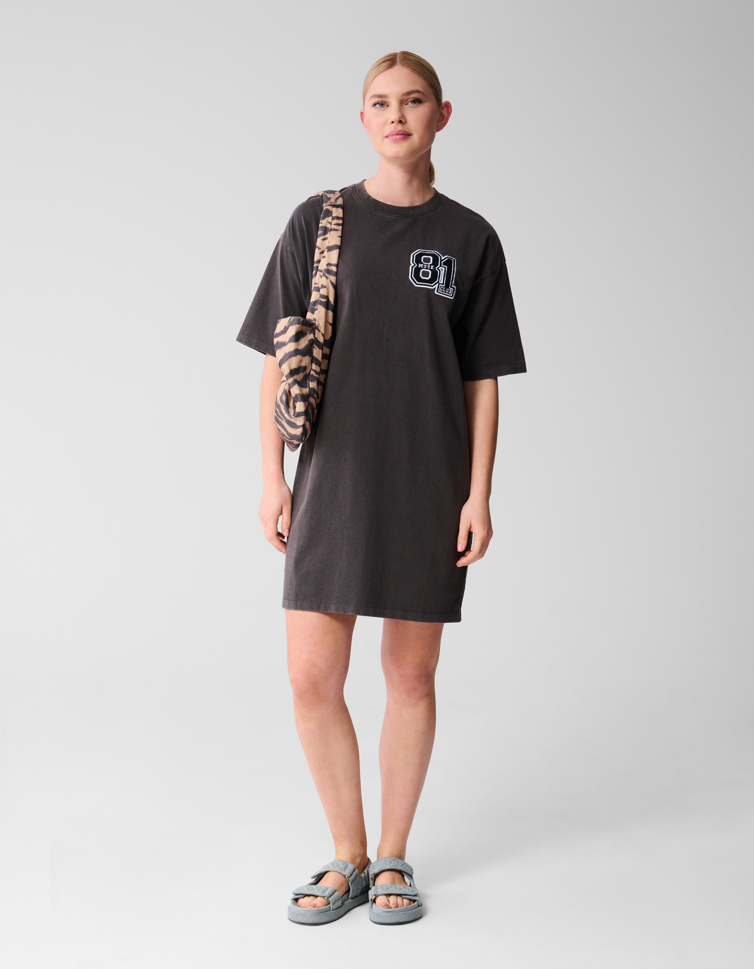 Washed T-shirt Dress Donkergrijs SHOEBY WOMEN