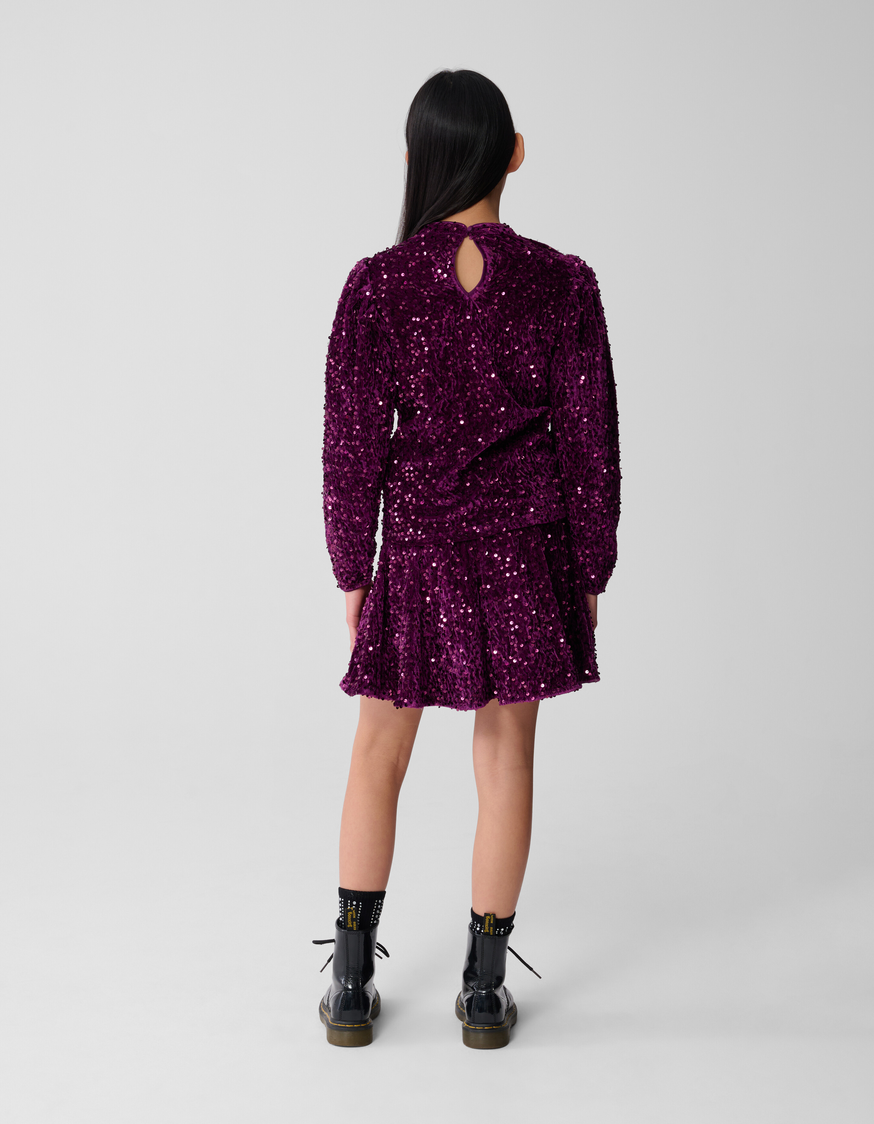 Sequin Longsleeve Top Donkerroze SHOEBY GIRLS