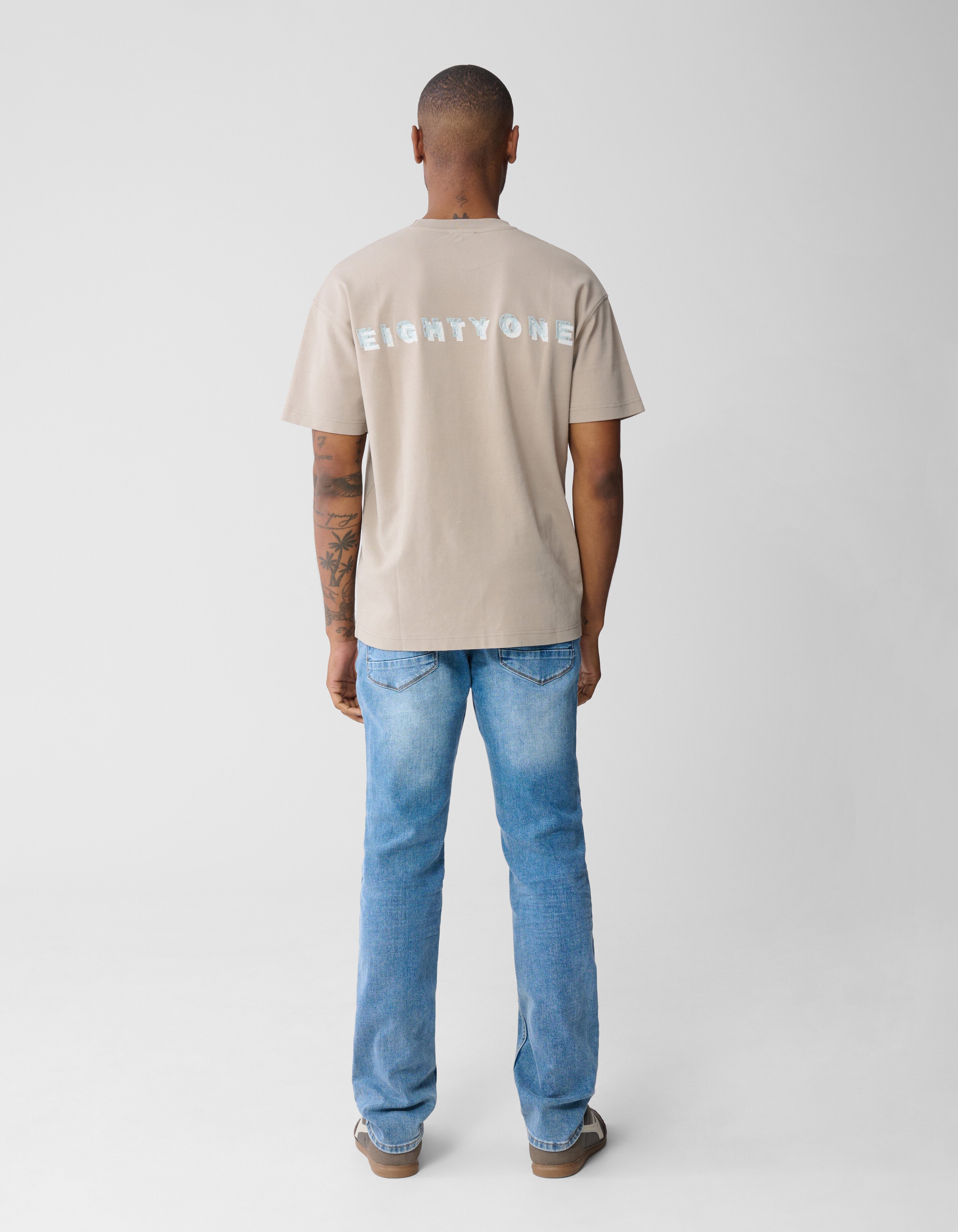 Spark Embroidery T-shirt Lichtbruin SHOEBY MEN