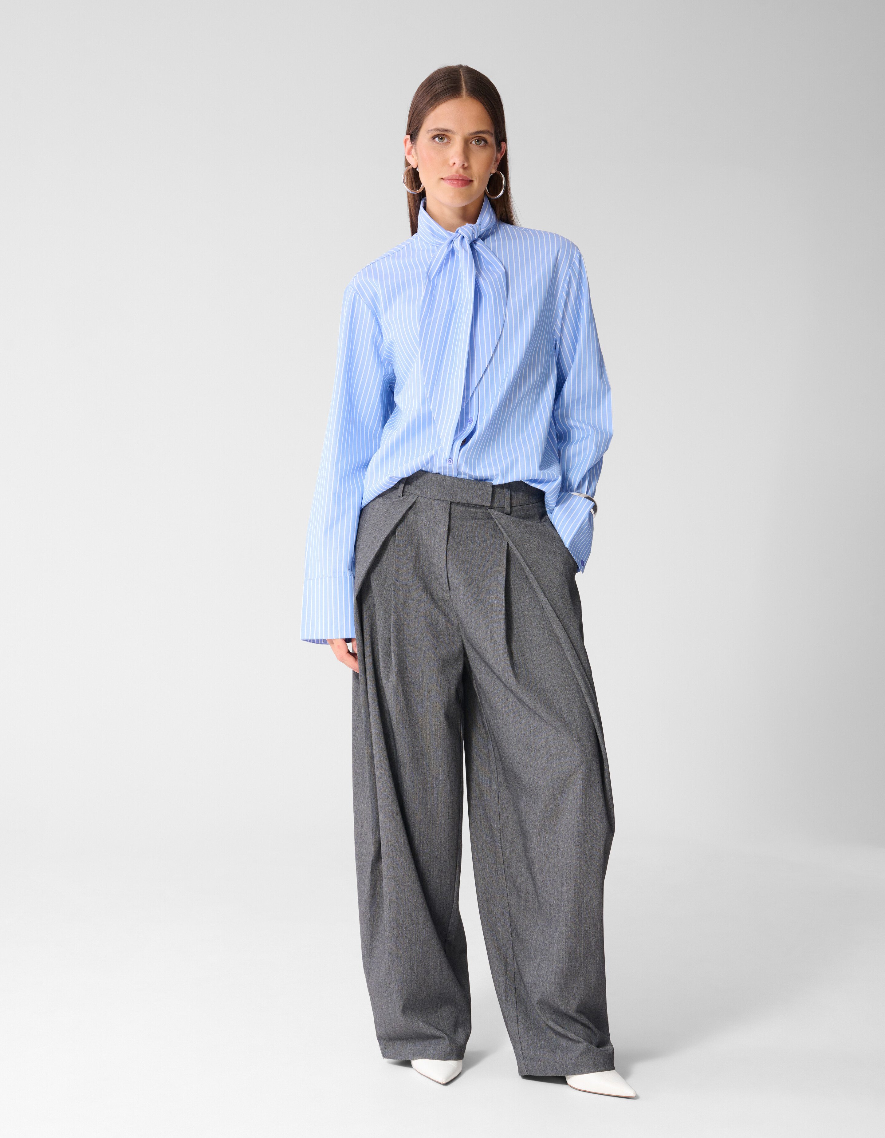 Oversized Scarf Blouse Lichtblauw SHOEBY WOMEN