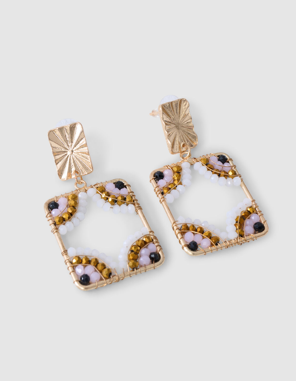 Beaded Square Oorbellen Goud SHOEBY ACCESSOIRES