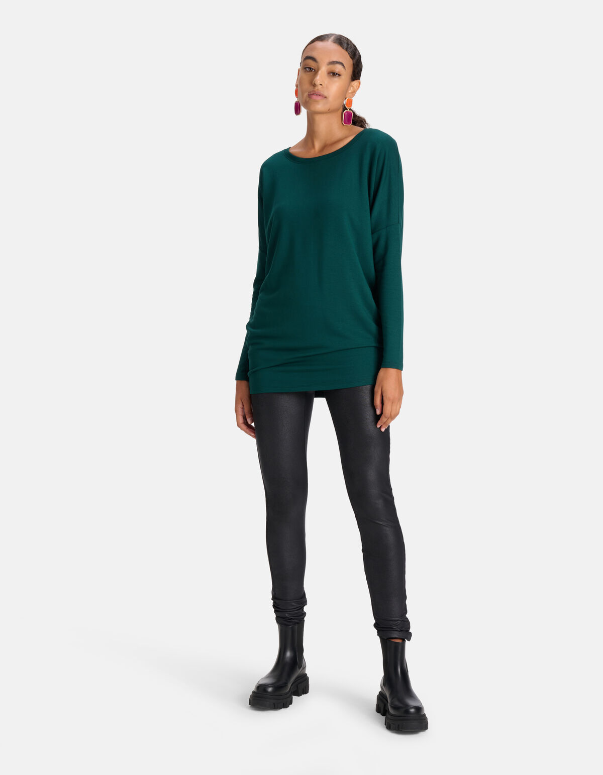 Basis Oversized Top Donkergroen SHOEBY WOMEN