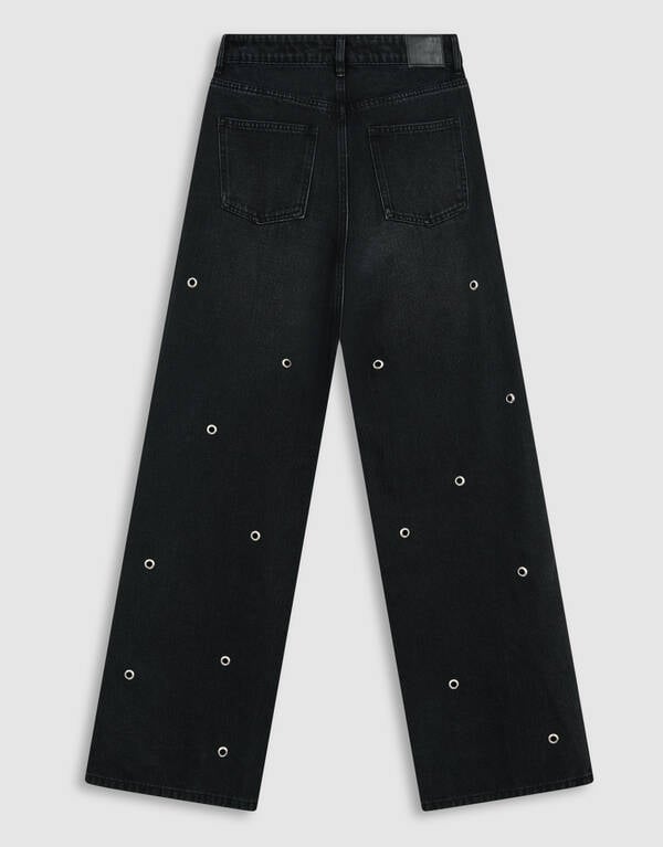 Eyelet Straight Fit Jeans Donkergrijs SHOEBY WOMEN