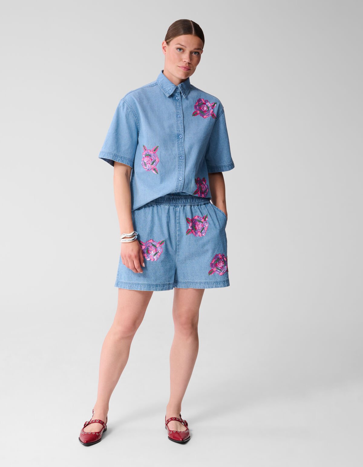 Sequin Denim Short Blauw SHOEBY WOMEN