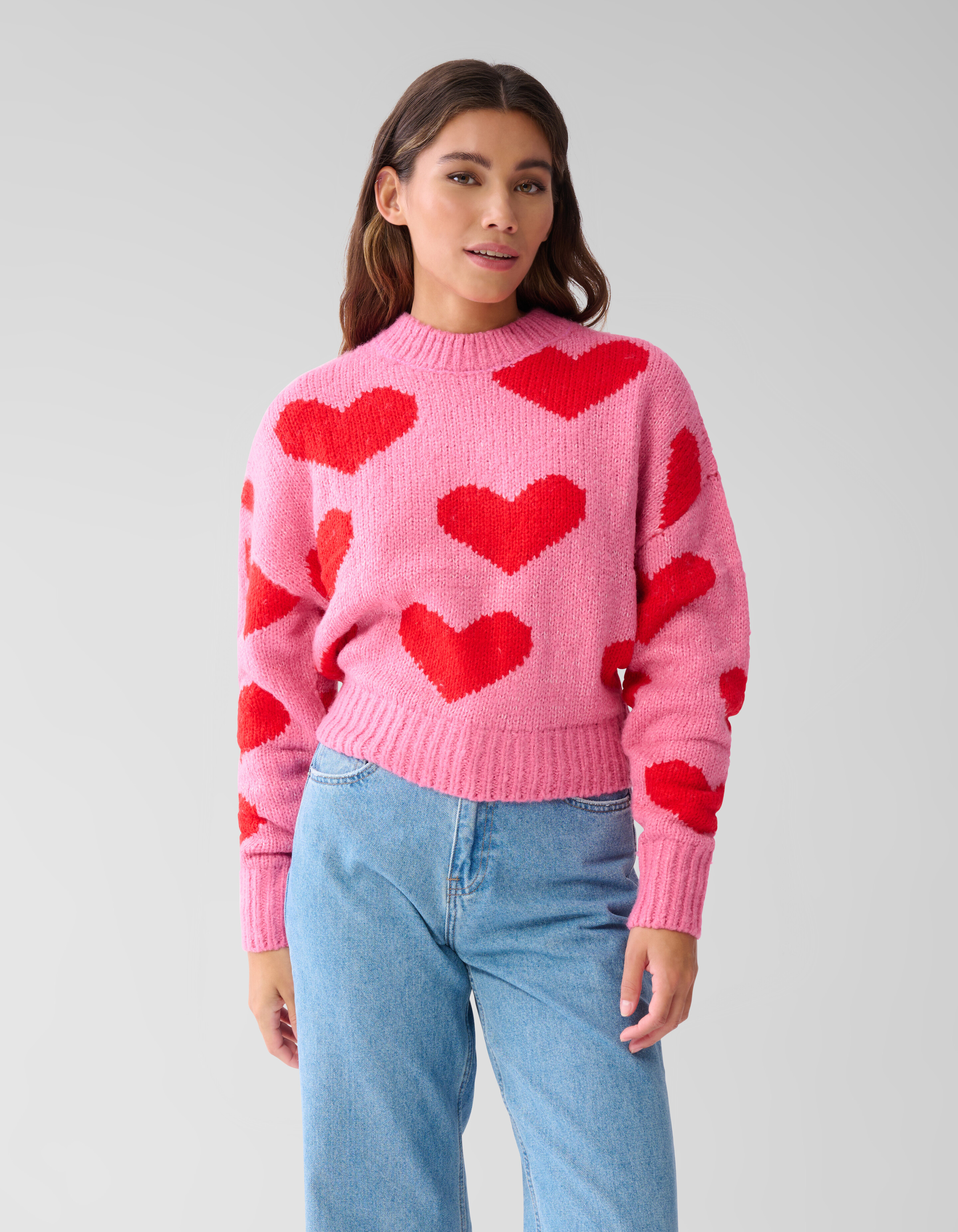 Heart Printed Gebreide Trui Roze SHOEBY WOMEN