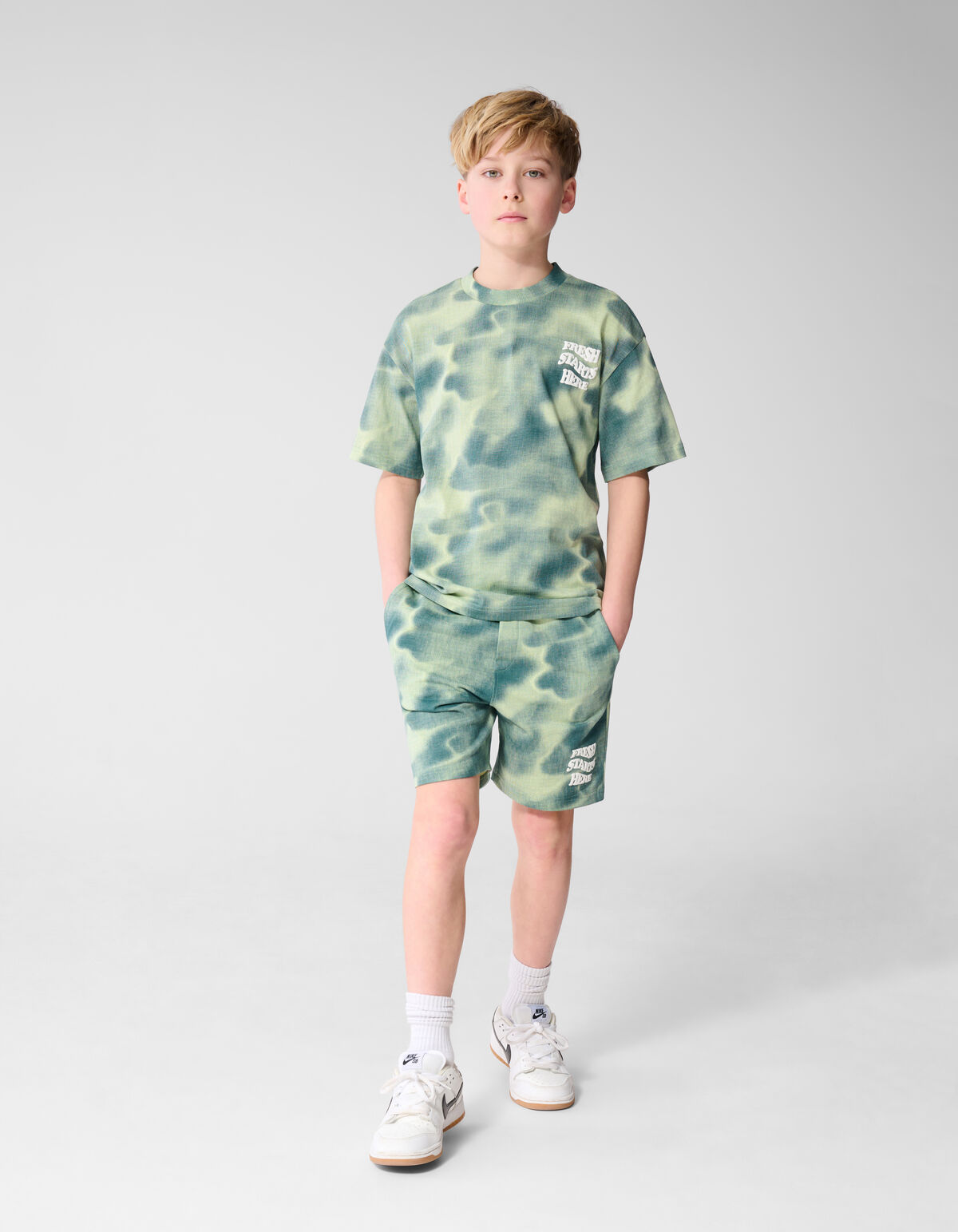 Printed Relaxed T-shirt Groen SHOEBY BOYS