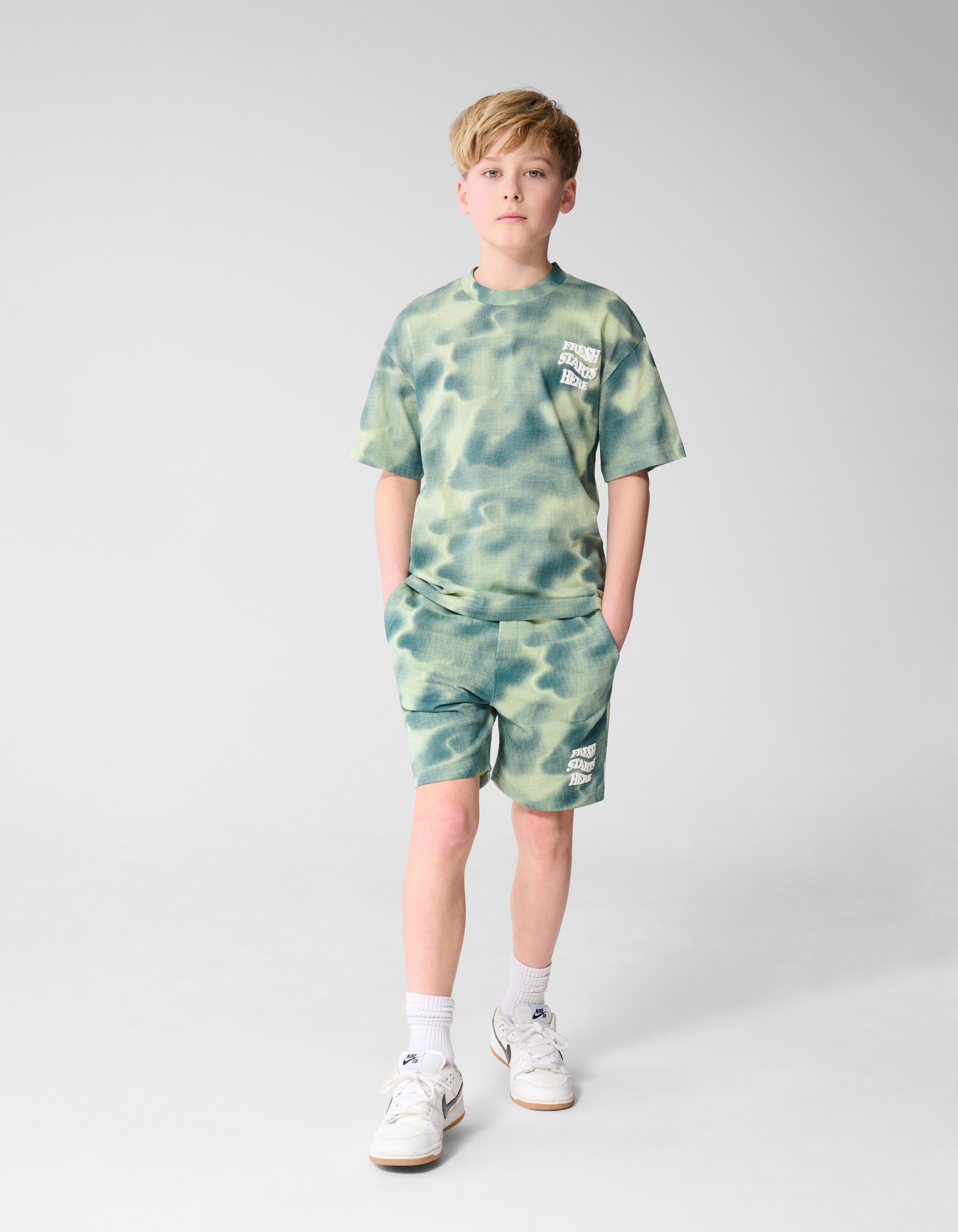 Printed Relaxed T-shirt Groen SHOEBY BOYS