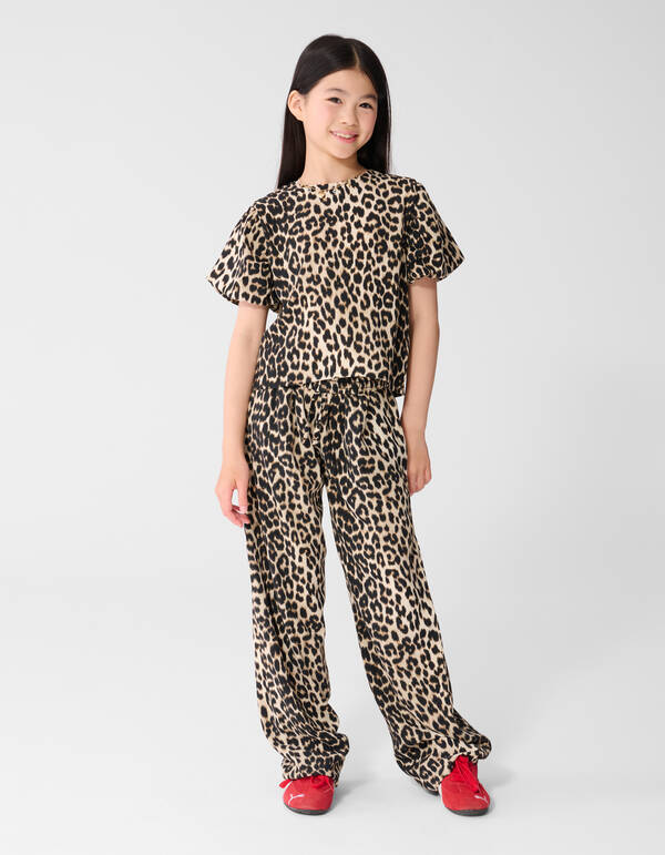 Twist Leopard Wide leg Broek Bruin SHOEBY GIRLS