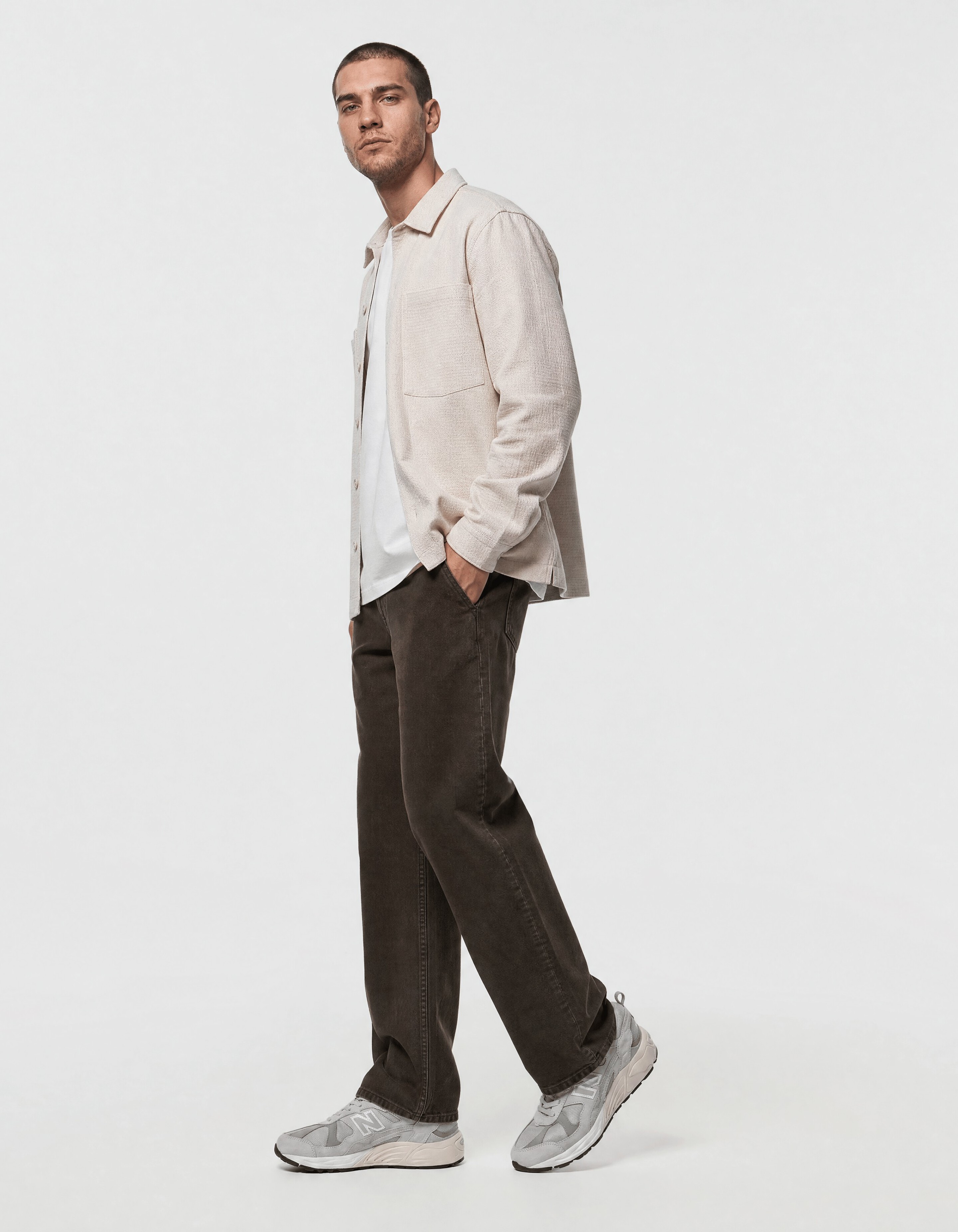 Block Jacquard Overshirt Lichtgrijs SHOEBY MEN