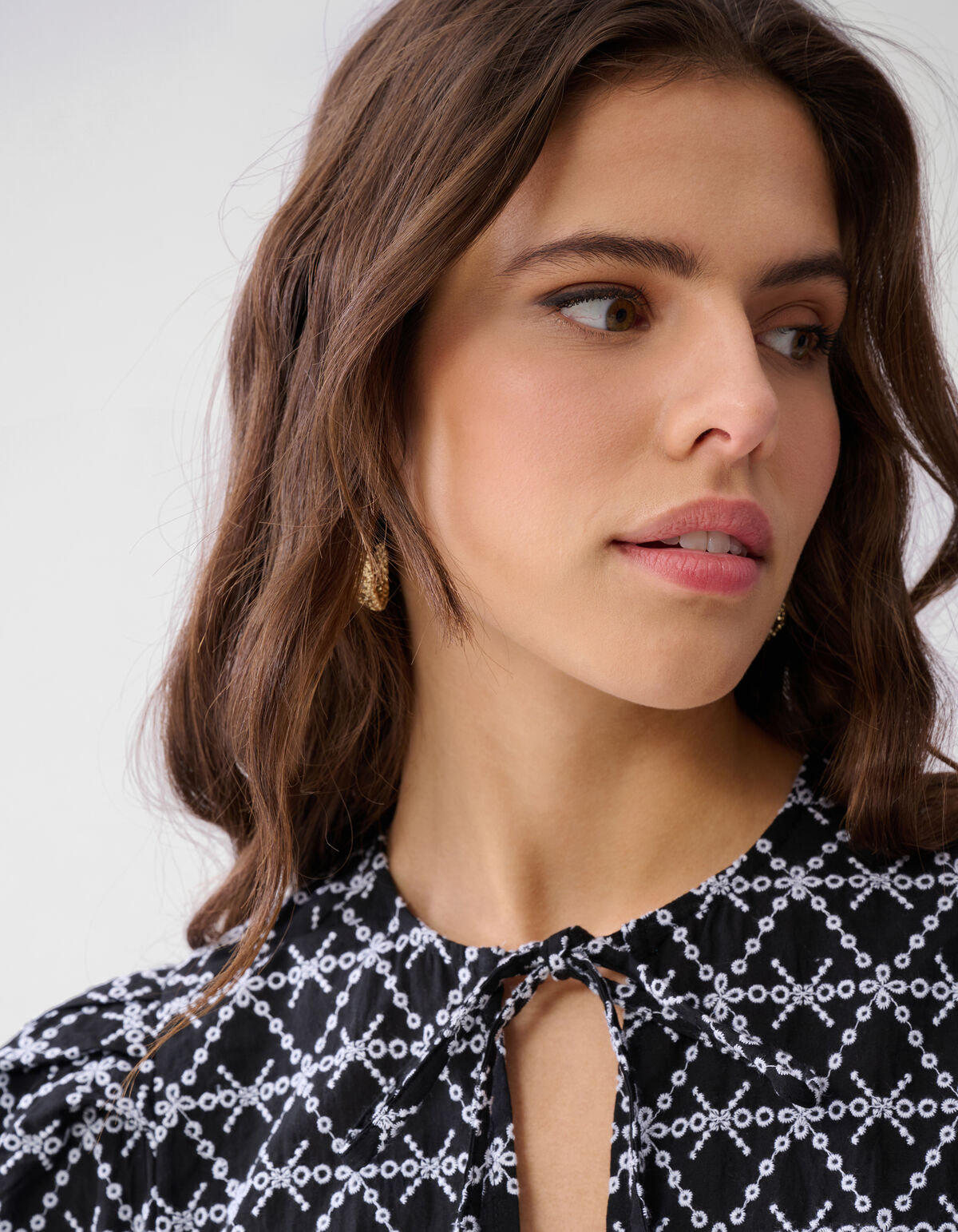 Printed Strik Blouse Zwart/Wit SHOEBY WOMEN