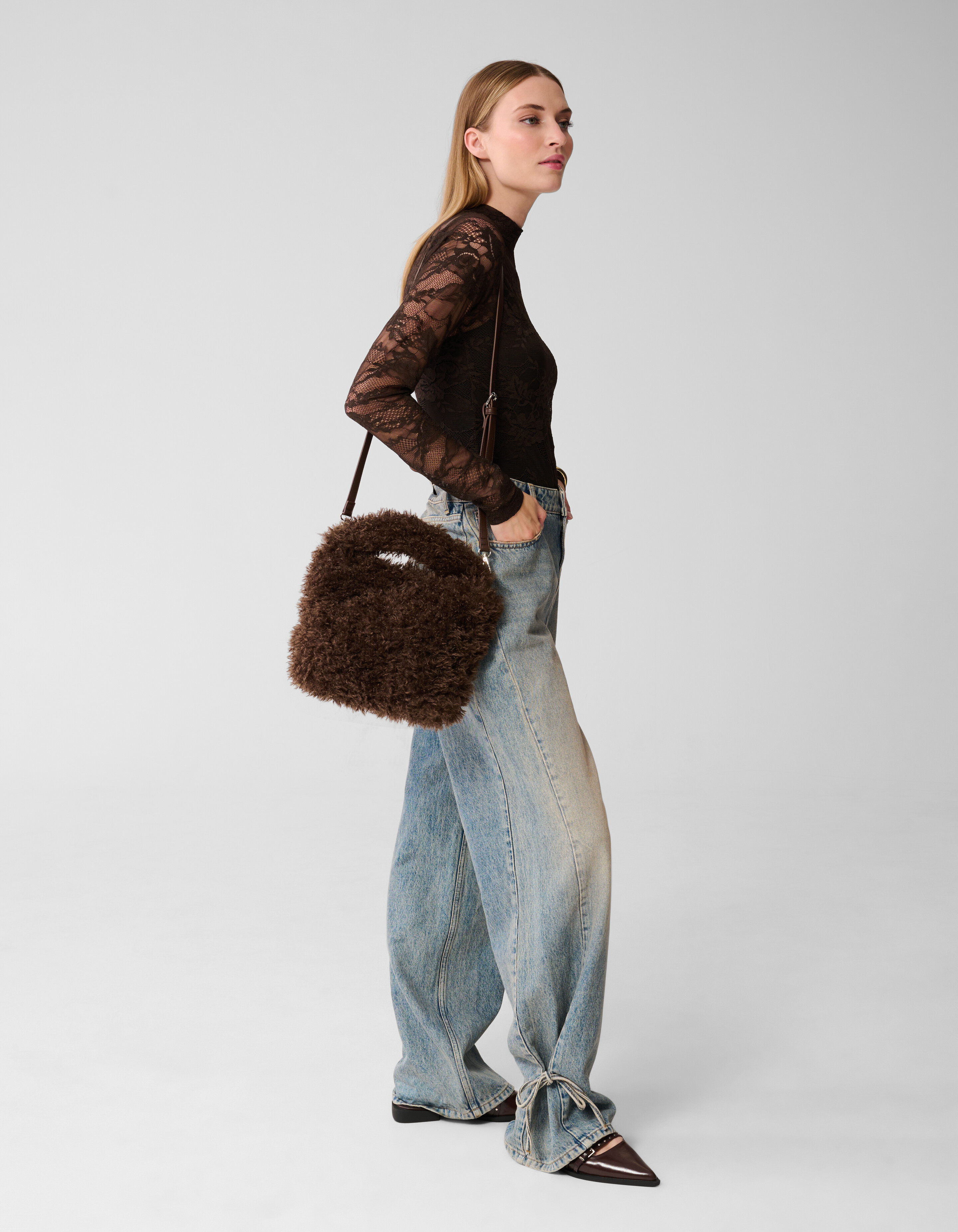 Fluffy Fur Tas Donkerbruin SHOEBY ACCESSOIRES