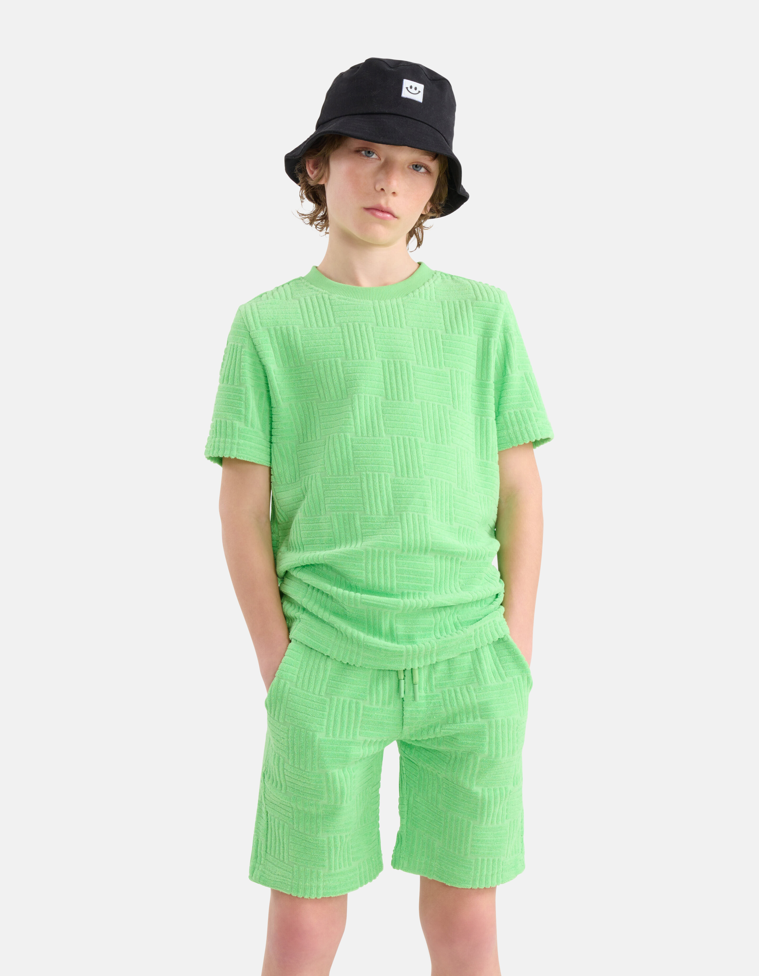 Towelling Block T-shirt Groen SHOEBY BOYS