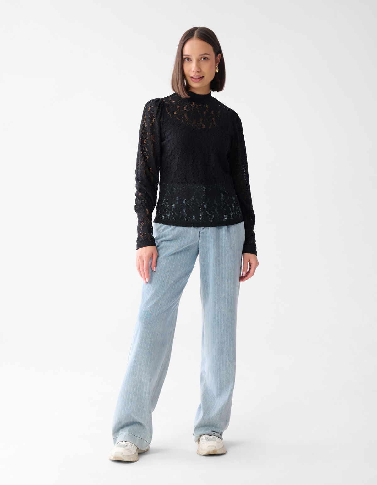 Two Tone Kanten Top Zwart SHOEBY WOMEN